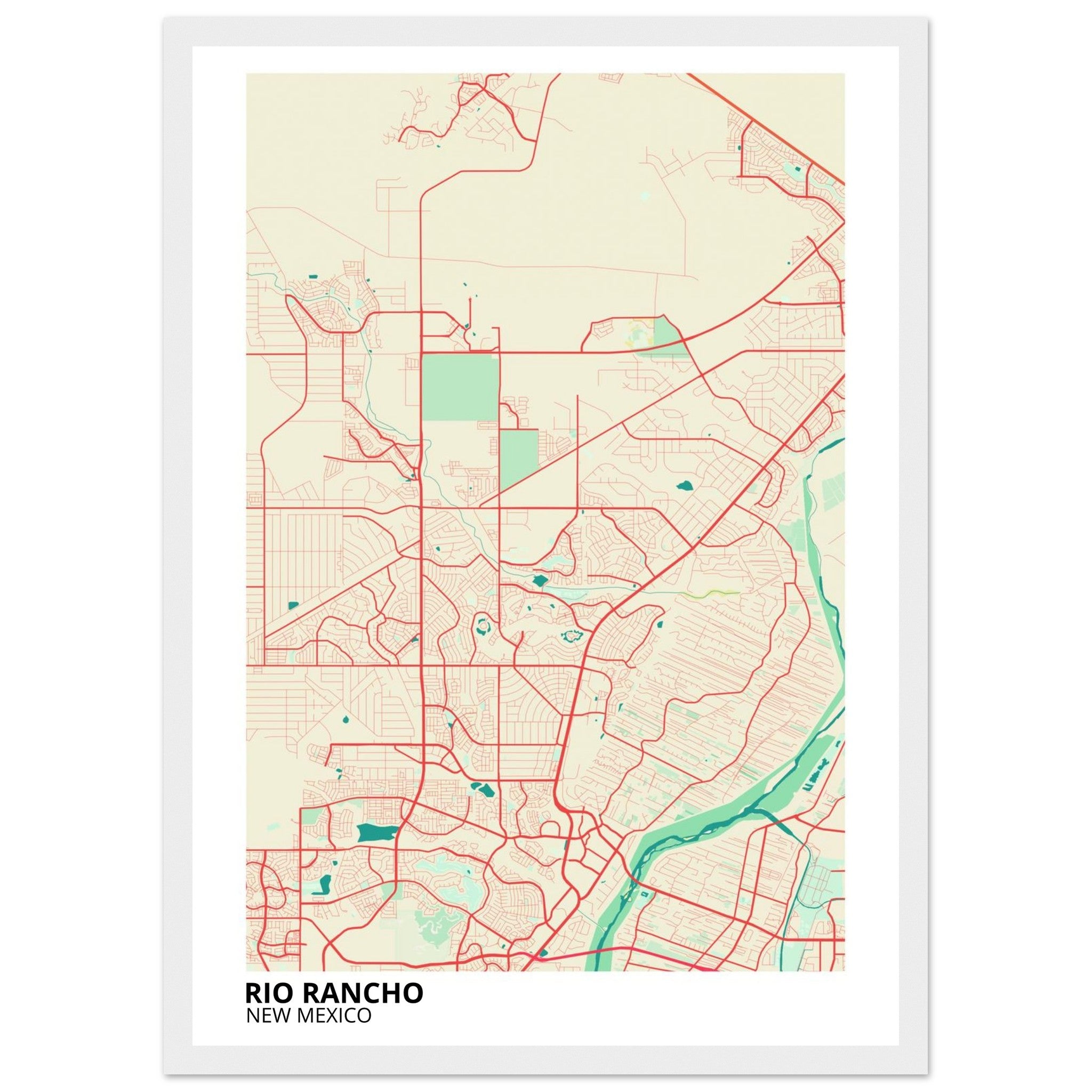 Rio Rancho New Mexico City Map Poster | Custom Map Art Print - Ink And Atlas