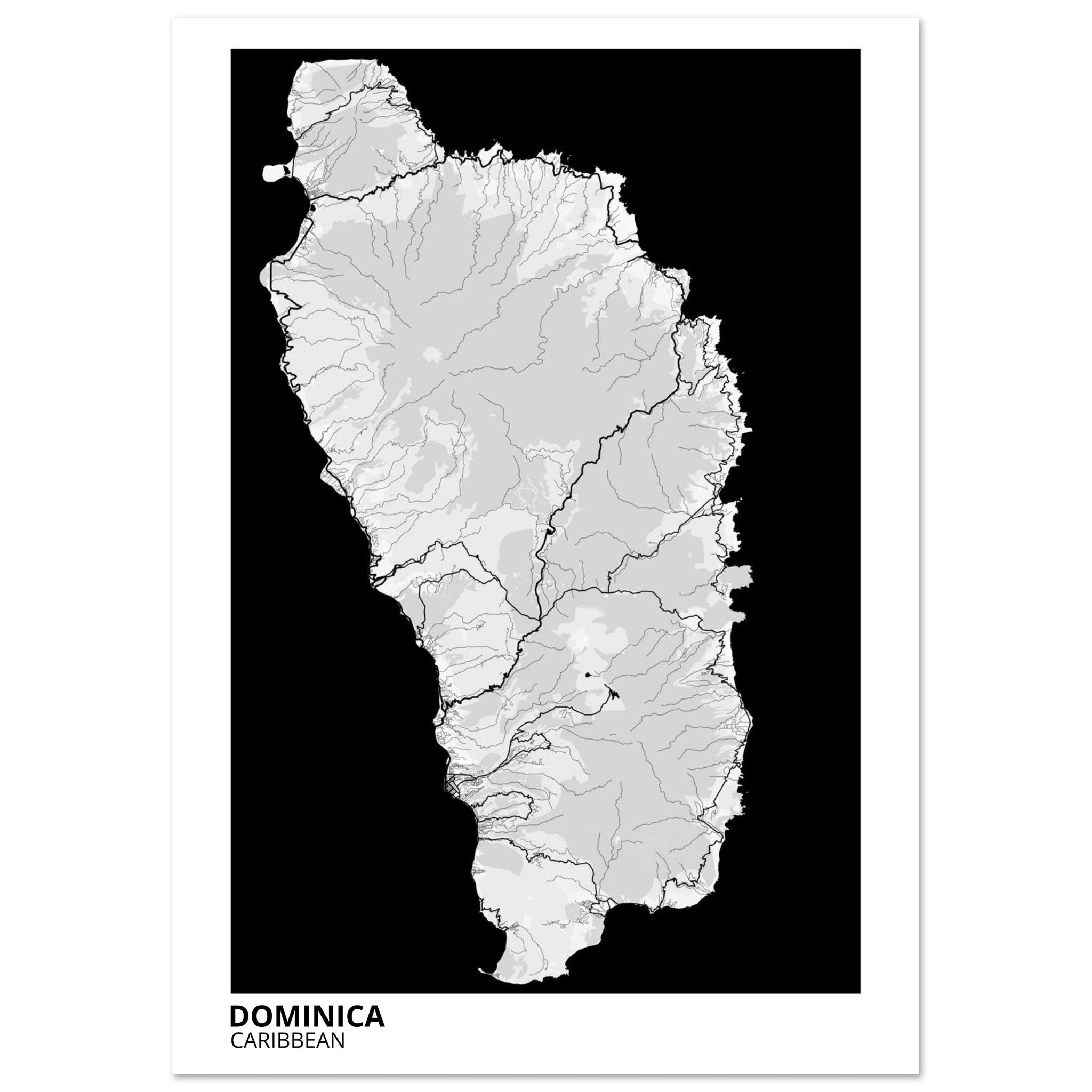 Dominica Caribbean City Map Poster | Custom Map Art Print - Ink And Atlas