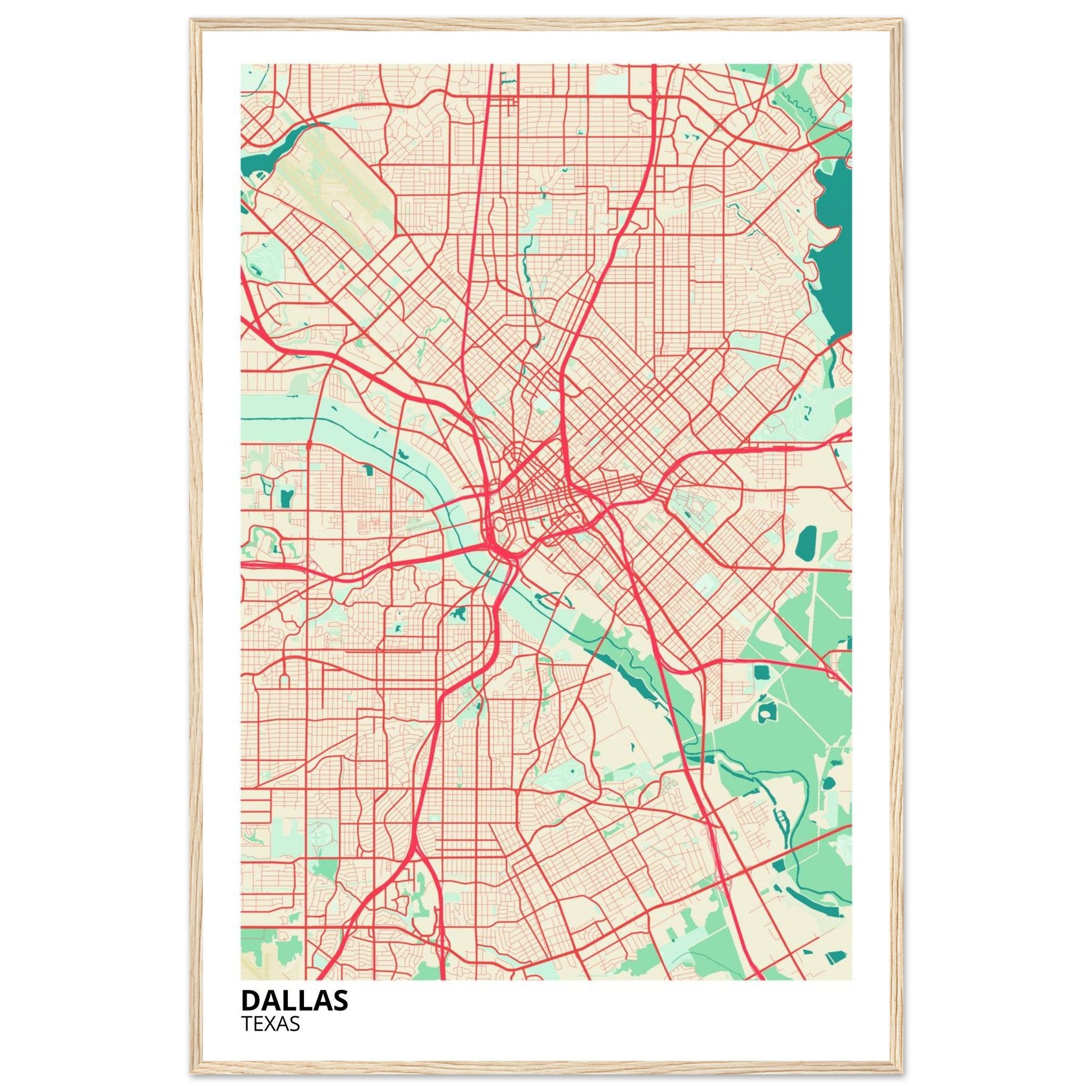 dallas map poster print