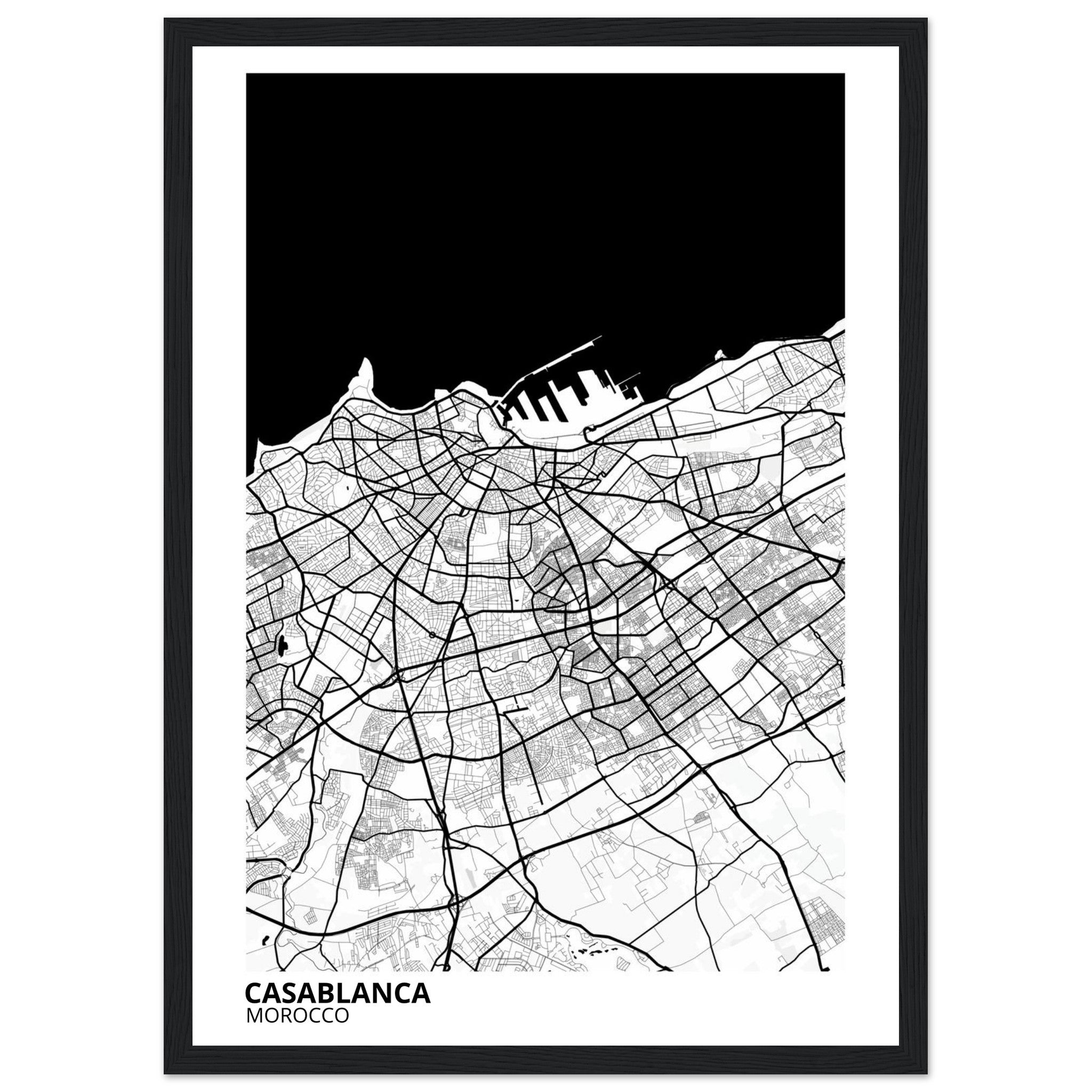 Casablanca Morocco City Map Poster | Custom Map Art Print - Ink And Atlas