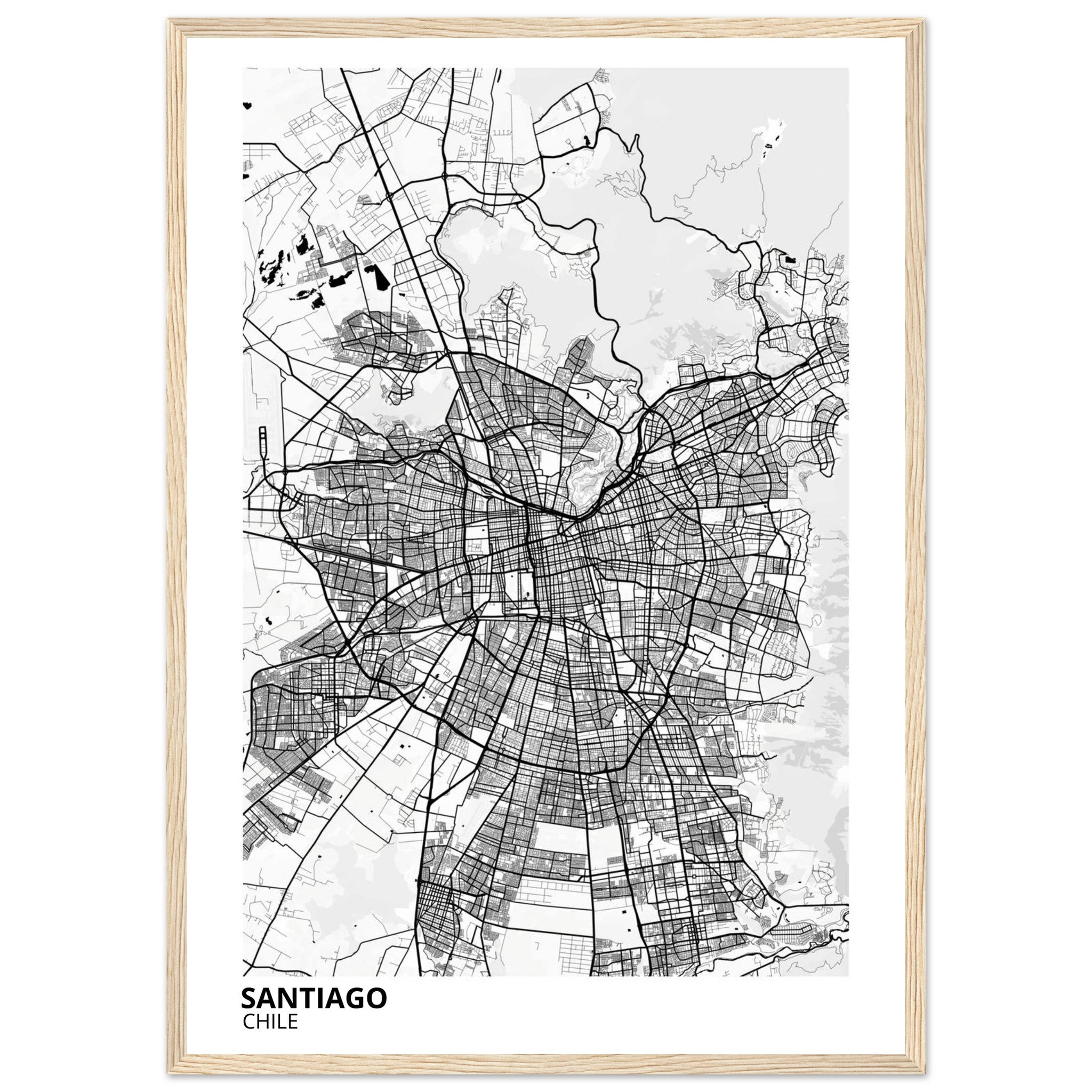 Santiago Chile City Map Poster | Custom Map Art Print - Ink And Atlas