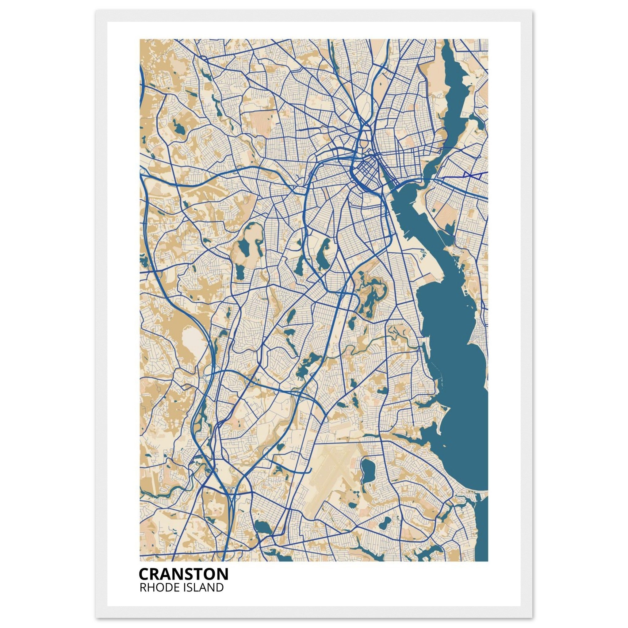 Cranston Rhode Island City Map Poster | Custom Map Art Print - Ink And Atlas