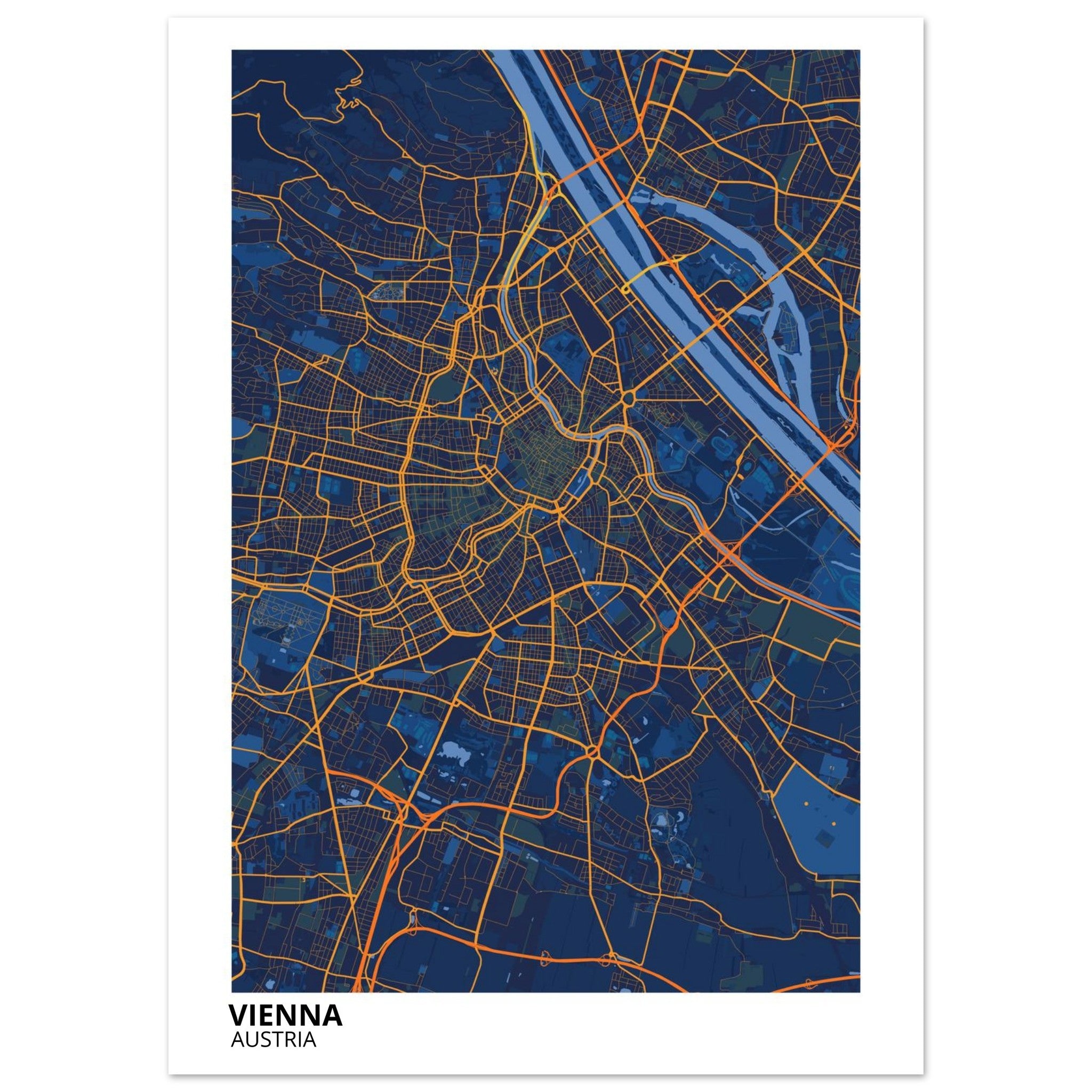 Vienna Austria City Map Poster | Custom Map Art Print - Ink And Atlas
