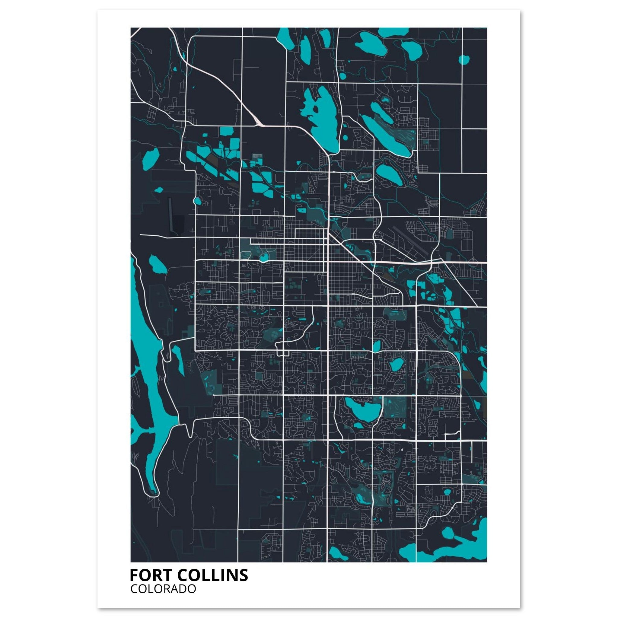 Fort Collins Colorado City Map Poster | Custom Map Art Print - Ink And Atlas