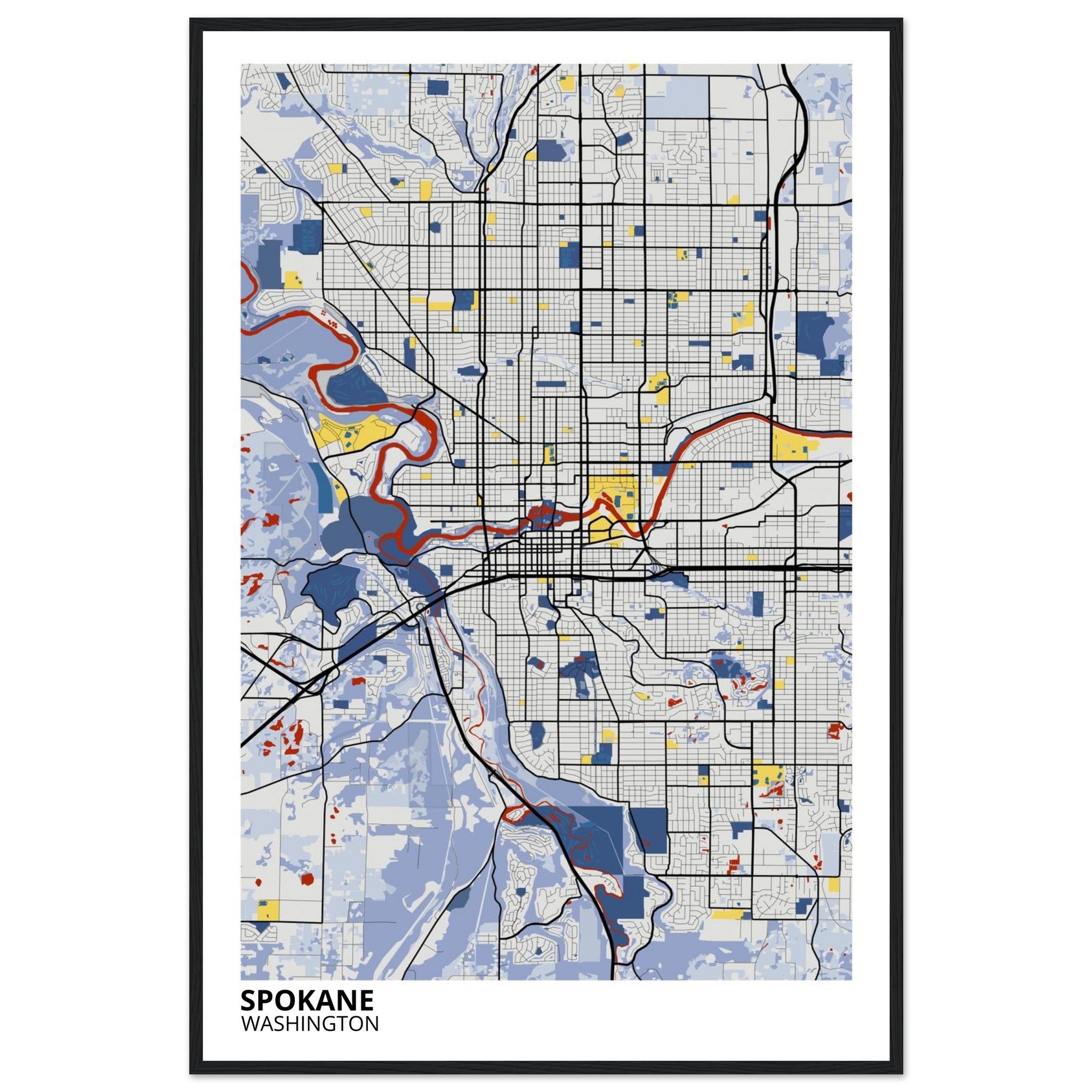 spokane map poster print