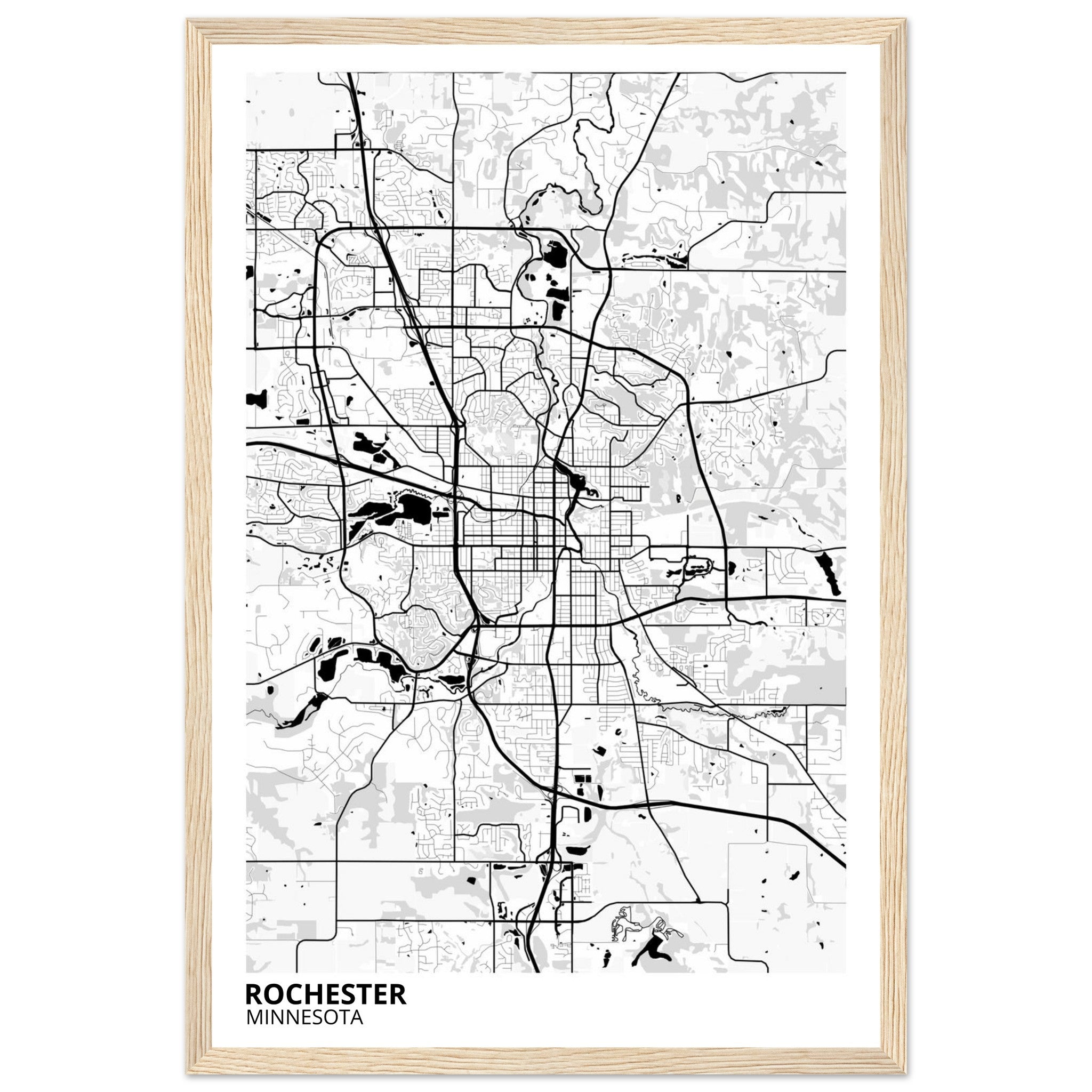 Rochester Minnesota City Map Poster | Custom Map Art Print - Ink And Atlas
