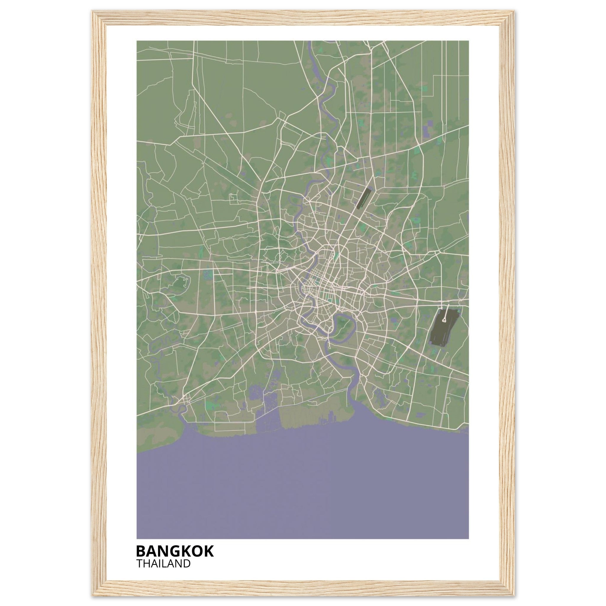 bangkok thailand map poster print