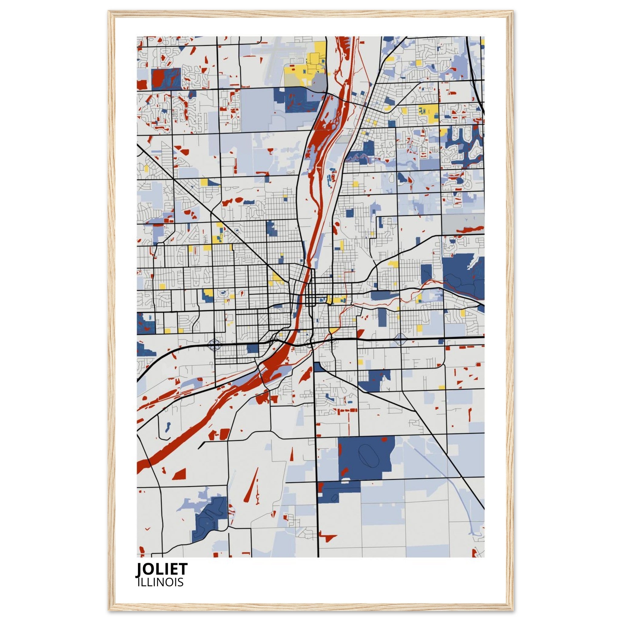 Joliet Illinois City Map Poster | Custom Map Art Print - Ink And Atlas