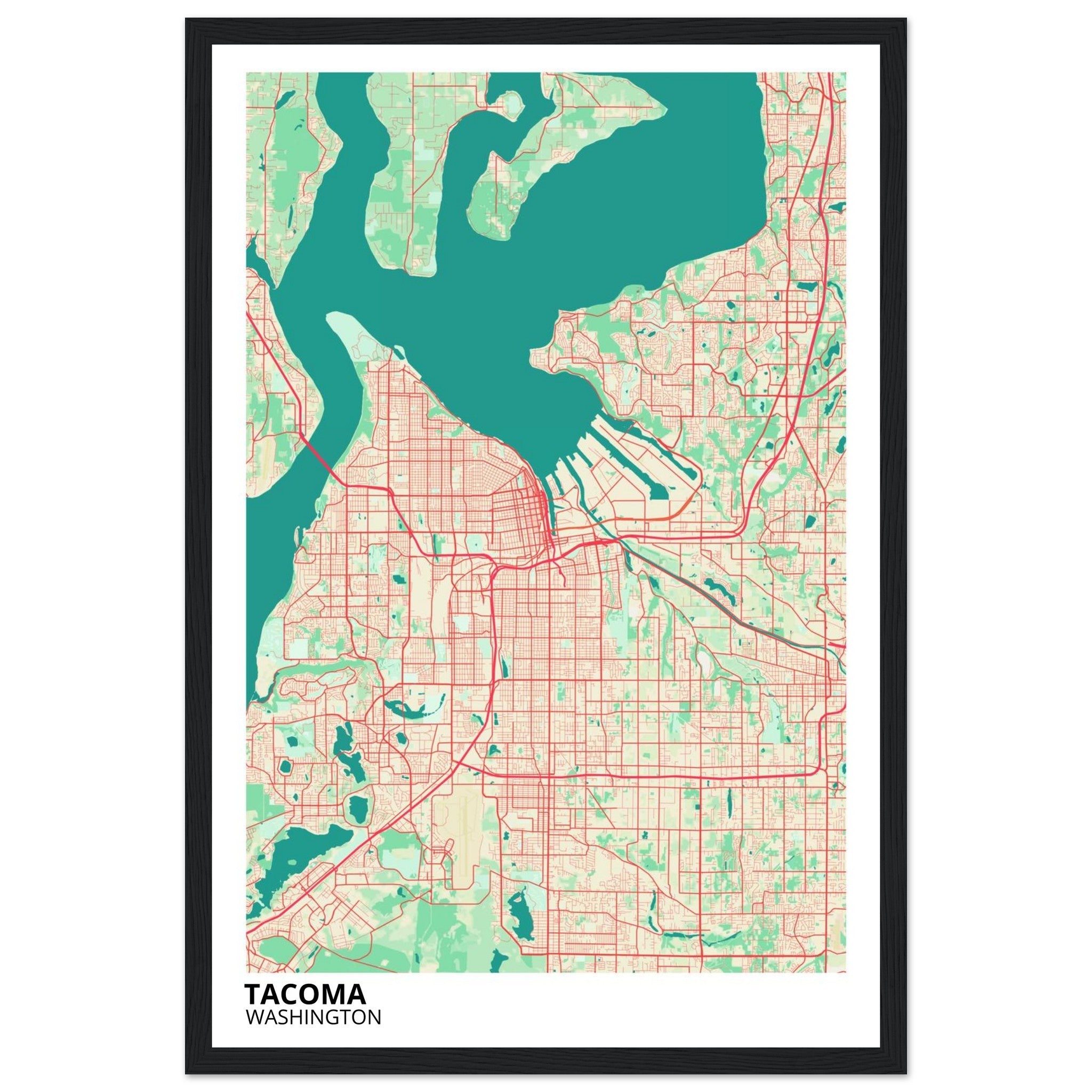 Tacoma Washington City Map Poster | Custom Map Art Print - Ink And Atlas