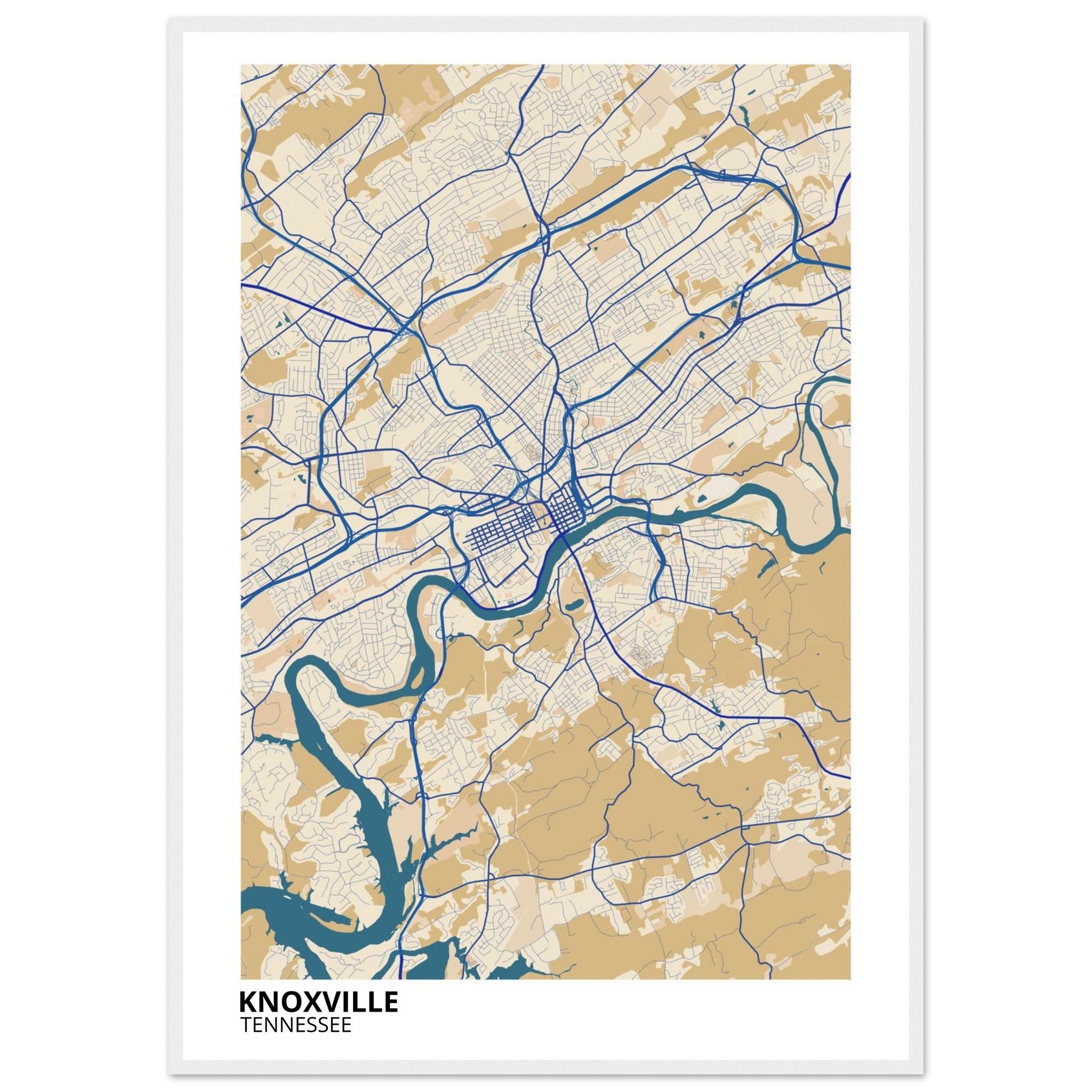 knoxville map poster print