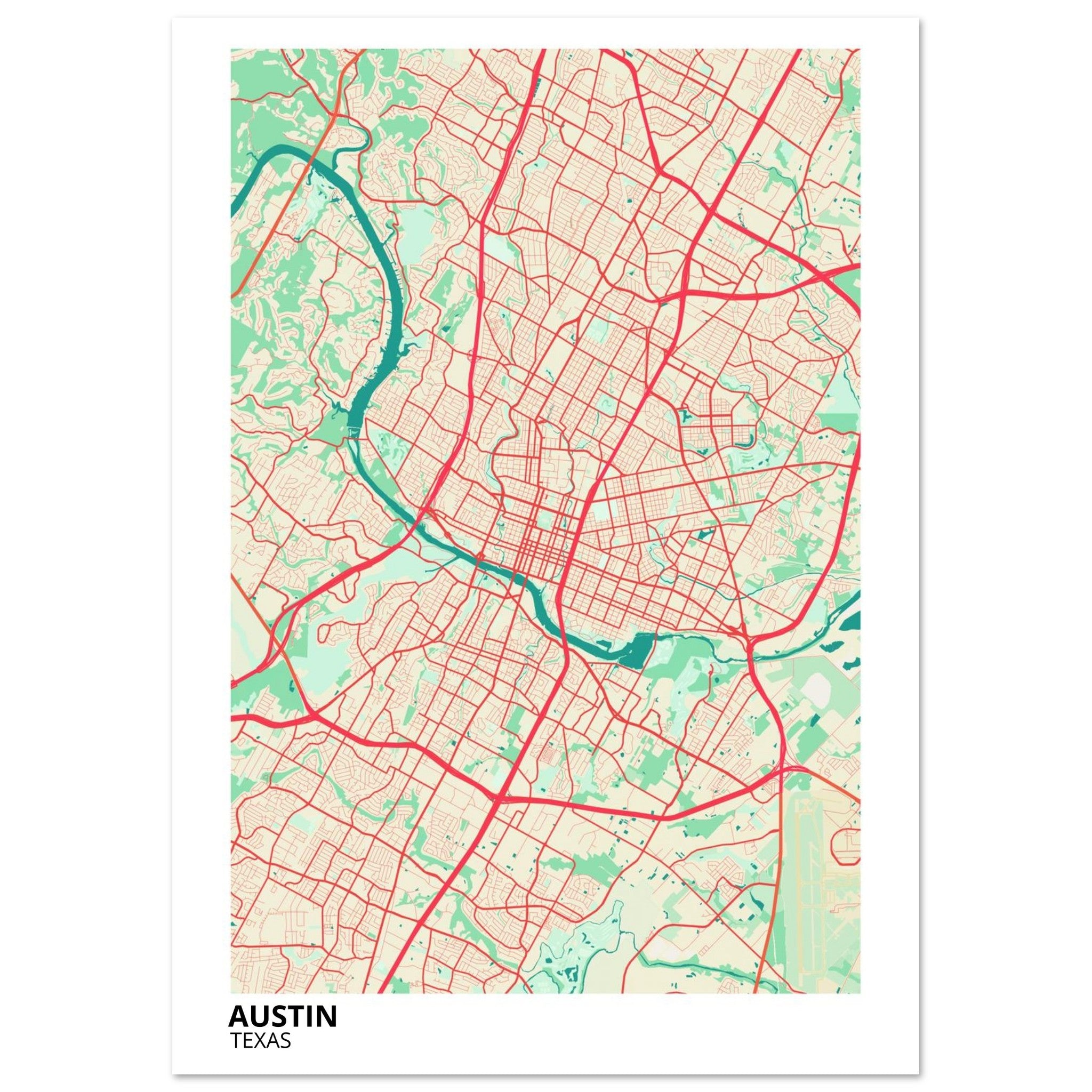 austin map poster print