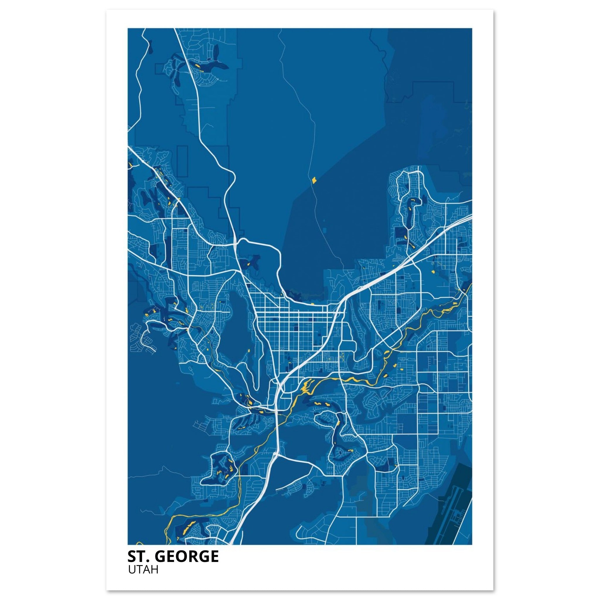 St. George Utah City Map Poster | Custom Map Art Print - Ink And Atlas