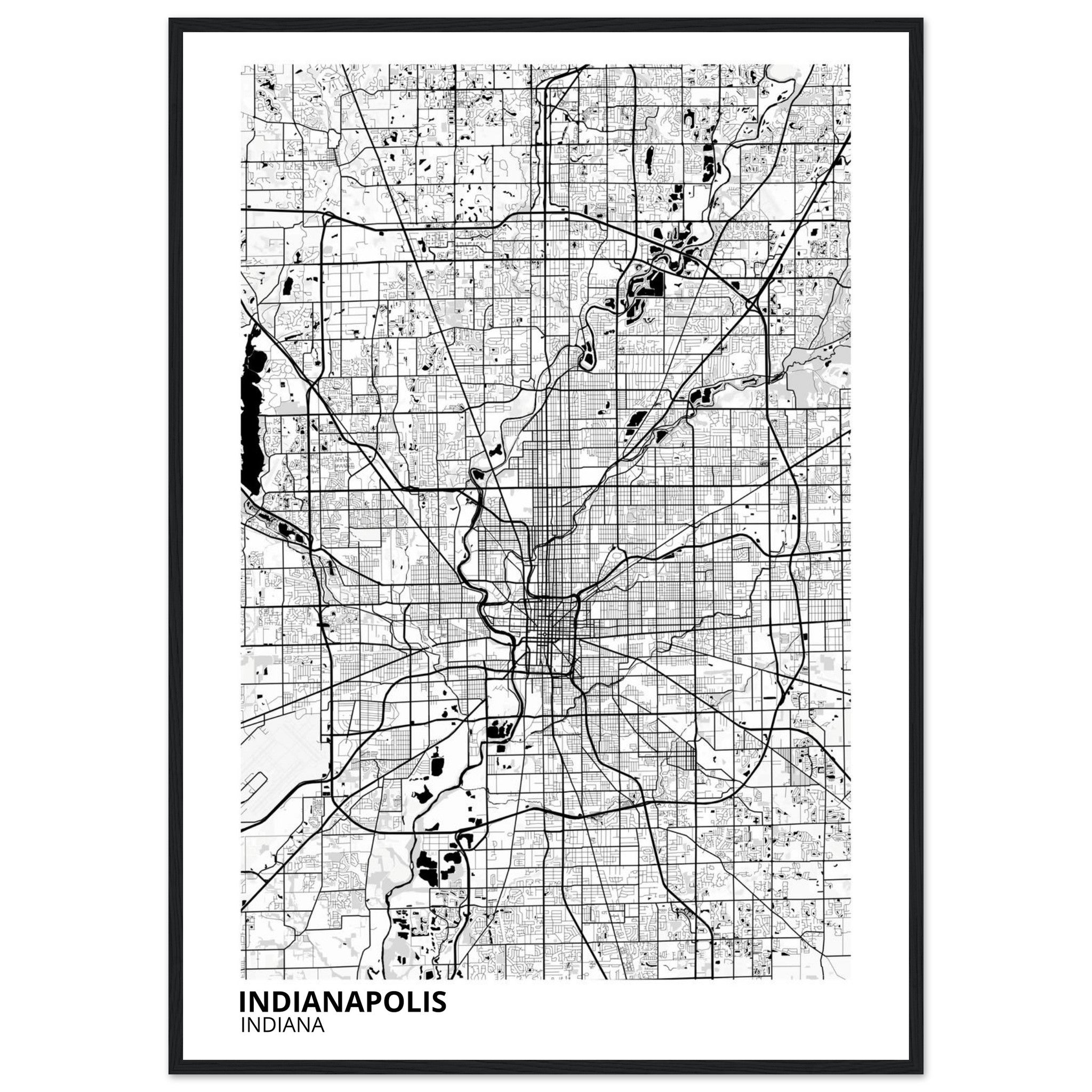 indianapolis map poster print