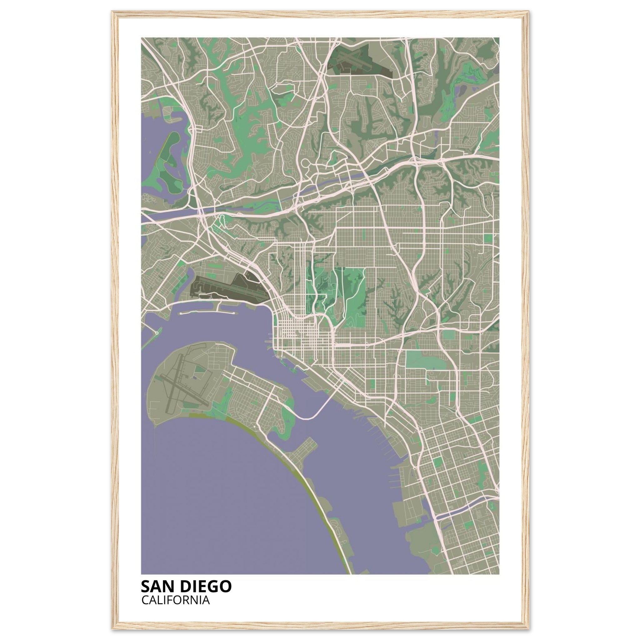 san diego map poster print