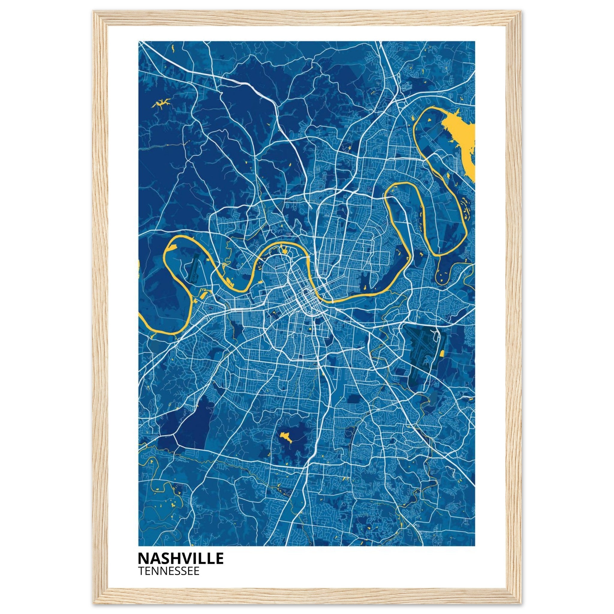 nashville map poster print