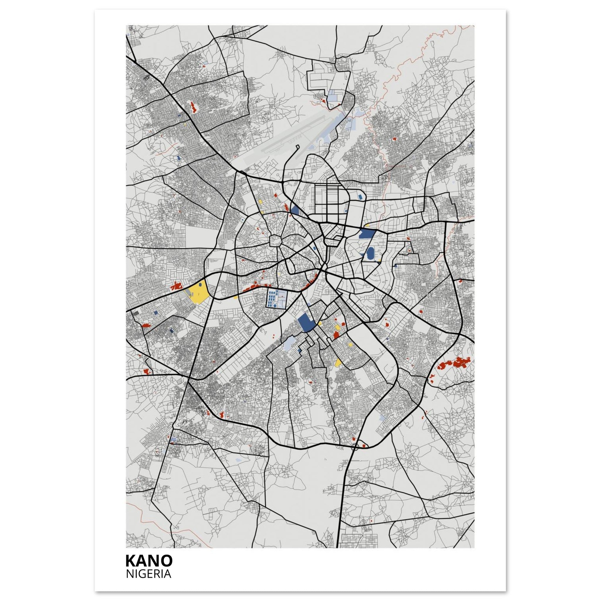 Kano Nigeria City Map Poster | Custom Map Art Print - Ink And Atlas
