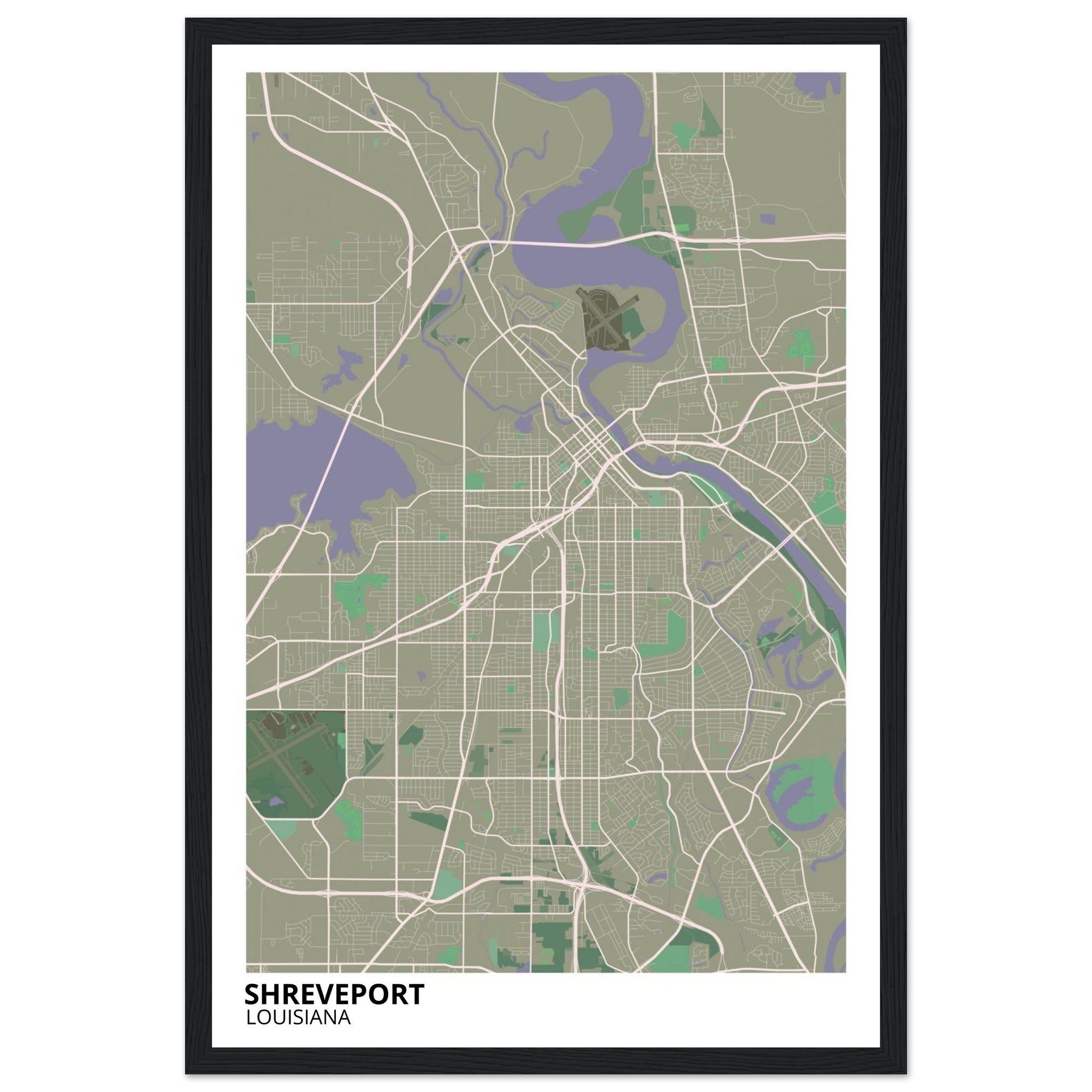 Shreveport Louisiana City Map Poster | Custom Map Art Print - Ink And Atlas