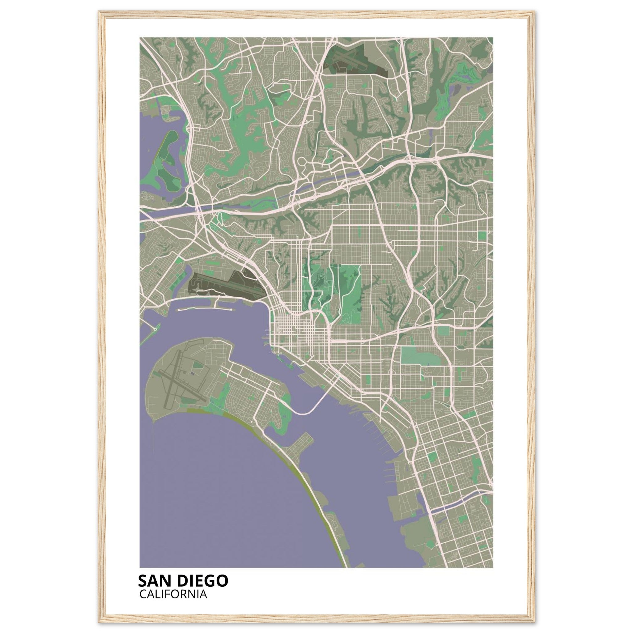 san diego map poster print