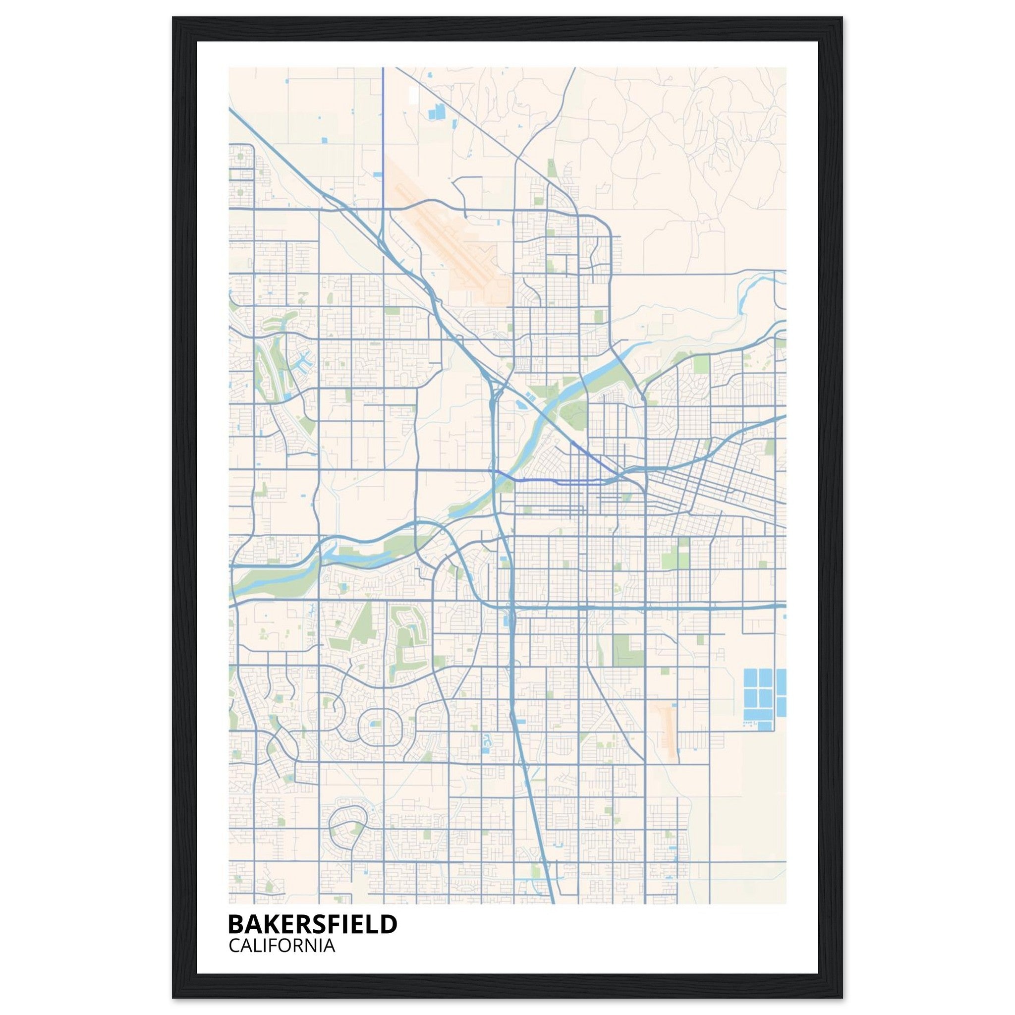 bakersfield map poster print