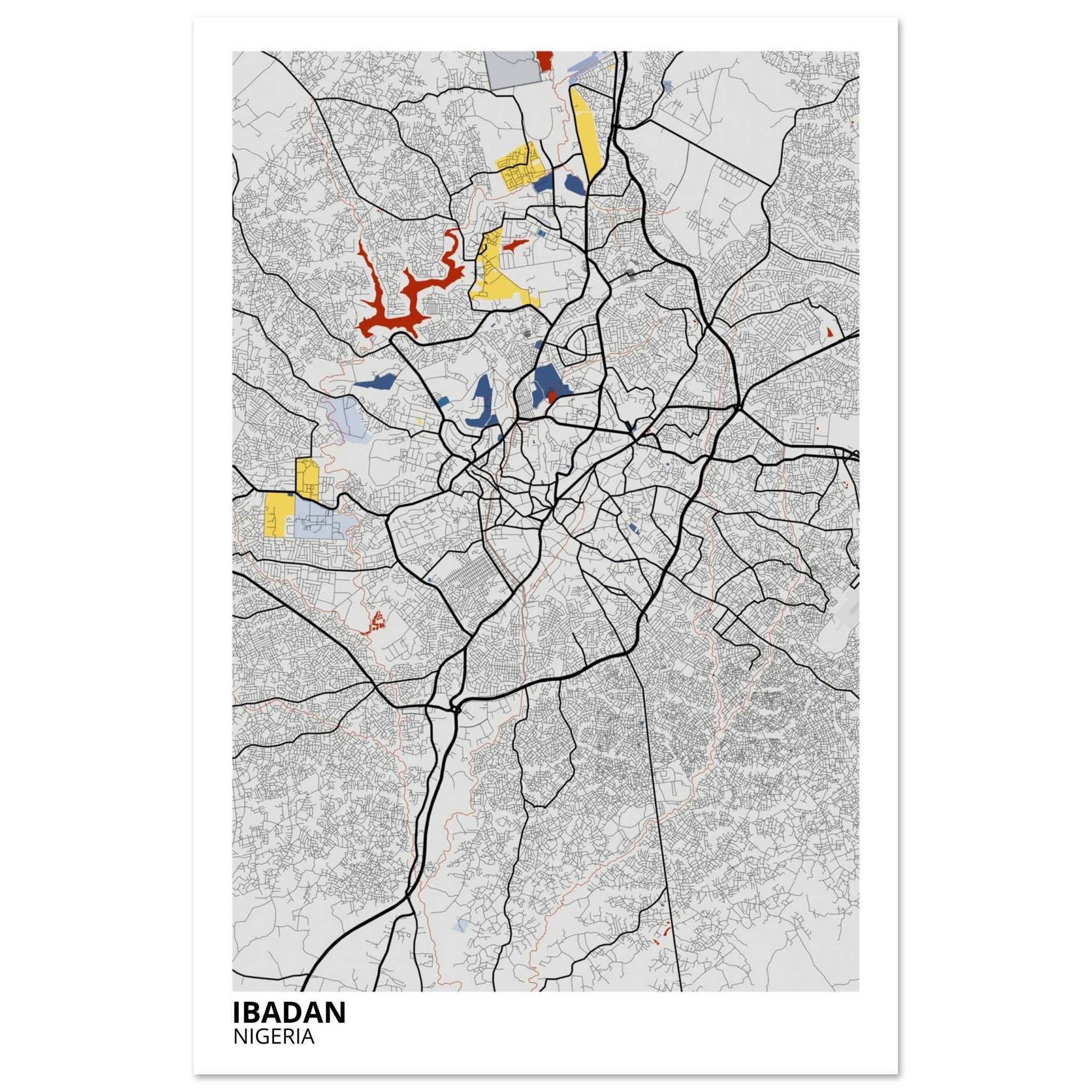 Ibadan Nigeria City Map Poster | Custom Map Art Print - Ink And Atlas