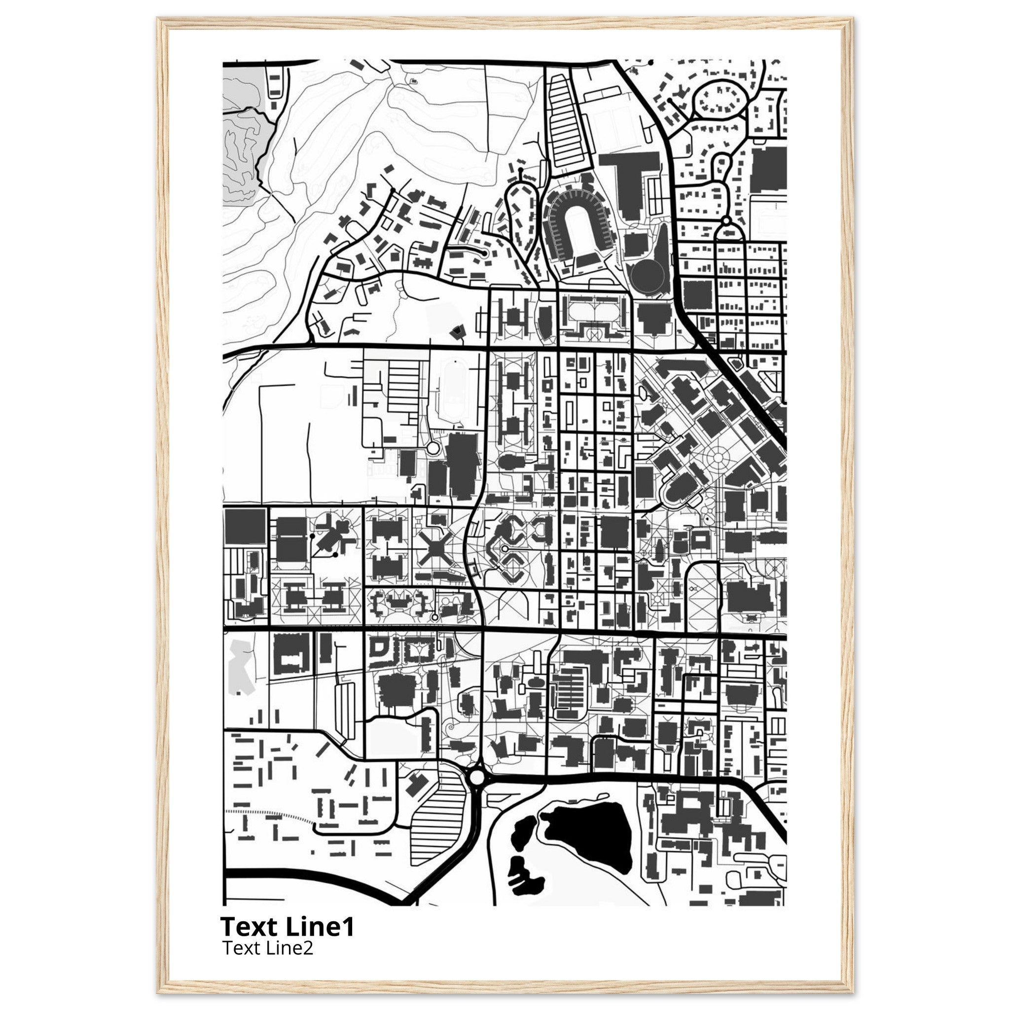purdue university indiana main campus modern campus map print