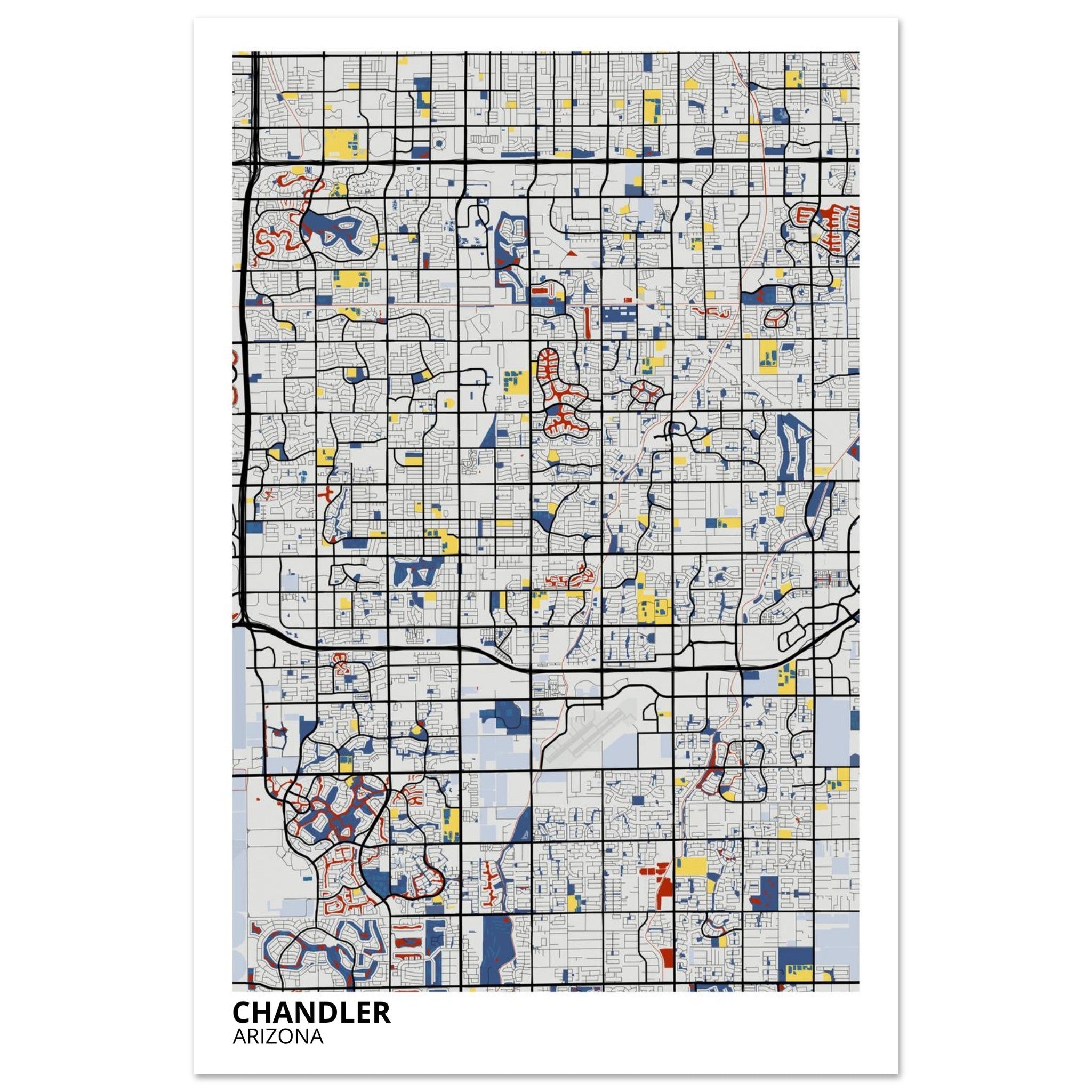 Chandler Arizona City Map Poster | Custom Map Art Print - Ink And Atlas