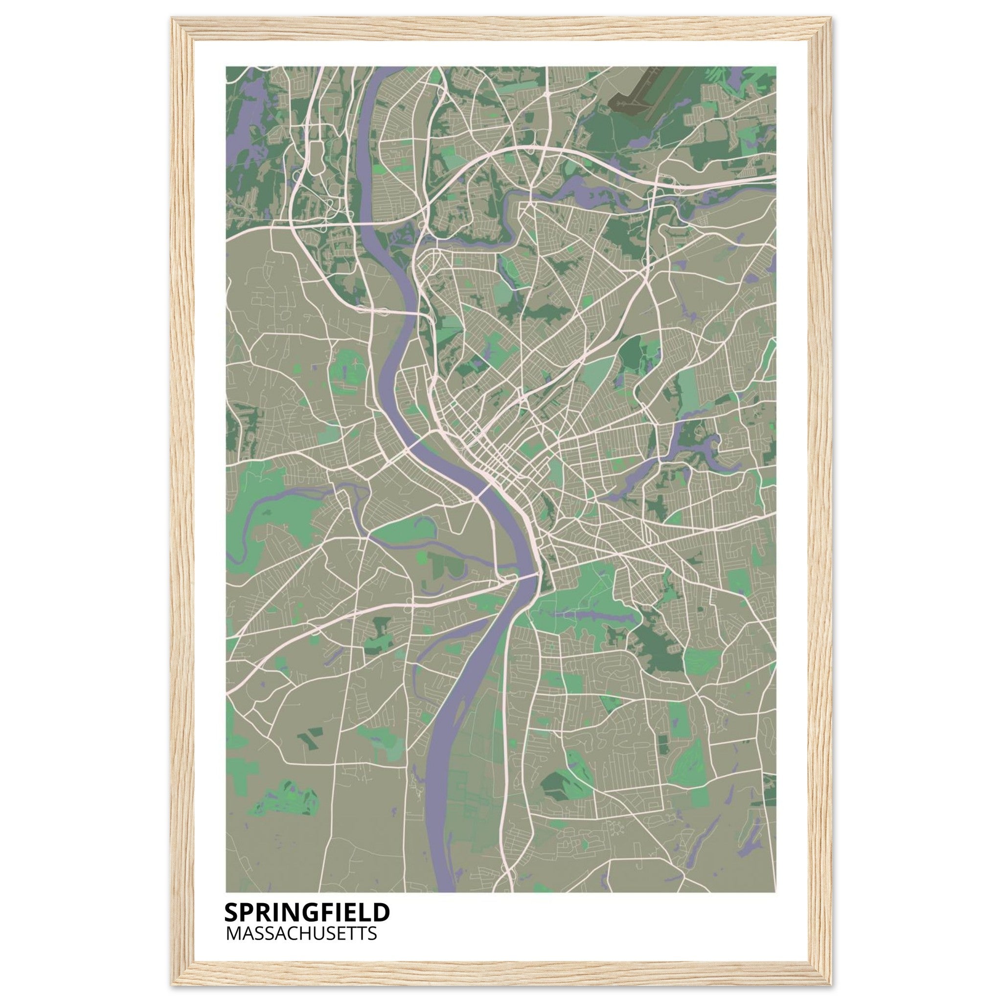 Springfield Massachusetts City Map Poster | Custom Map Art Print - Ink And Atlas