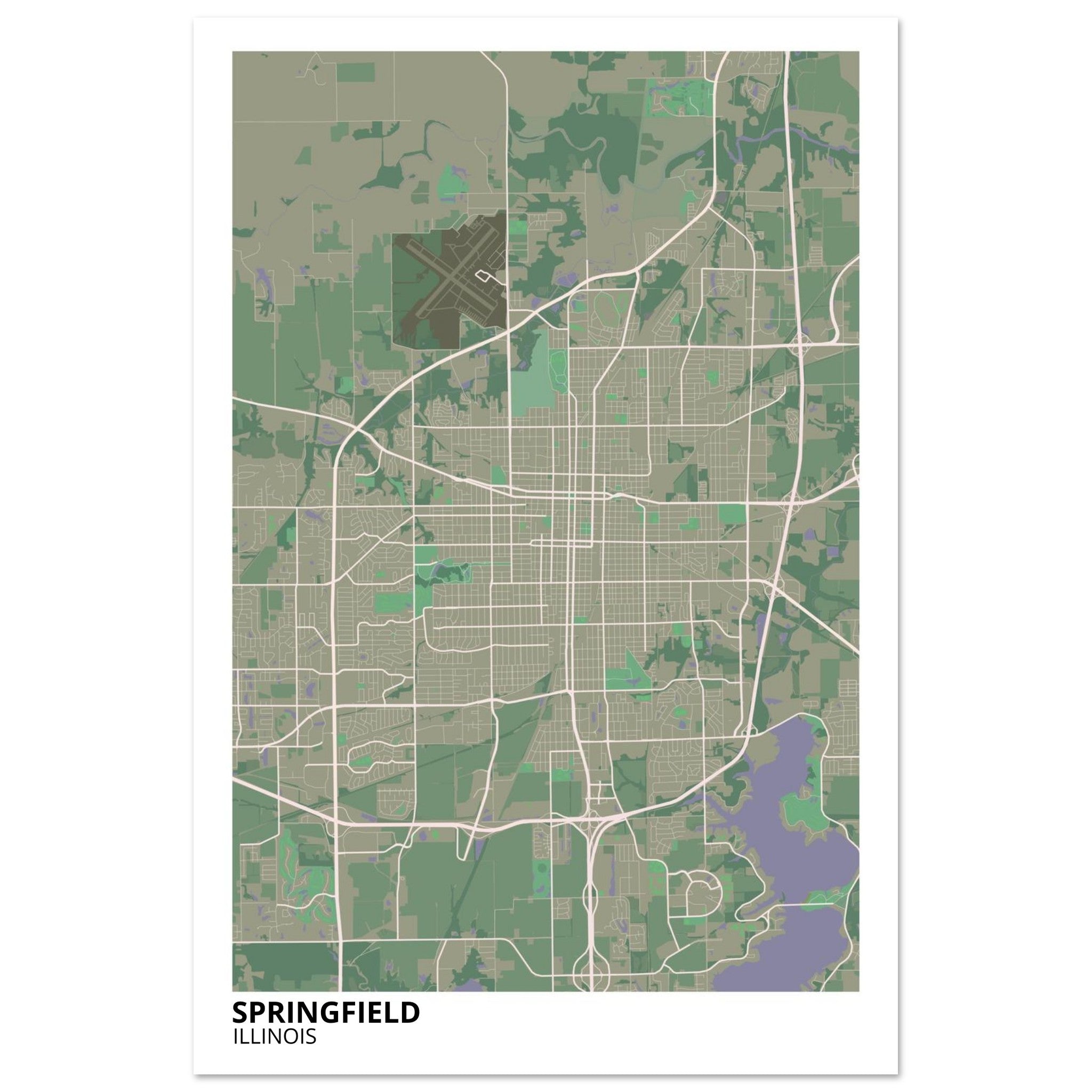 springfield map poster print