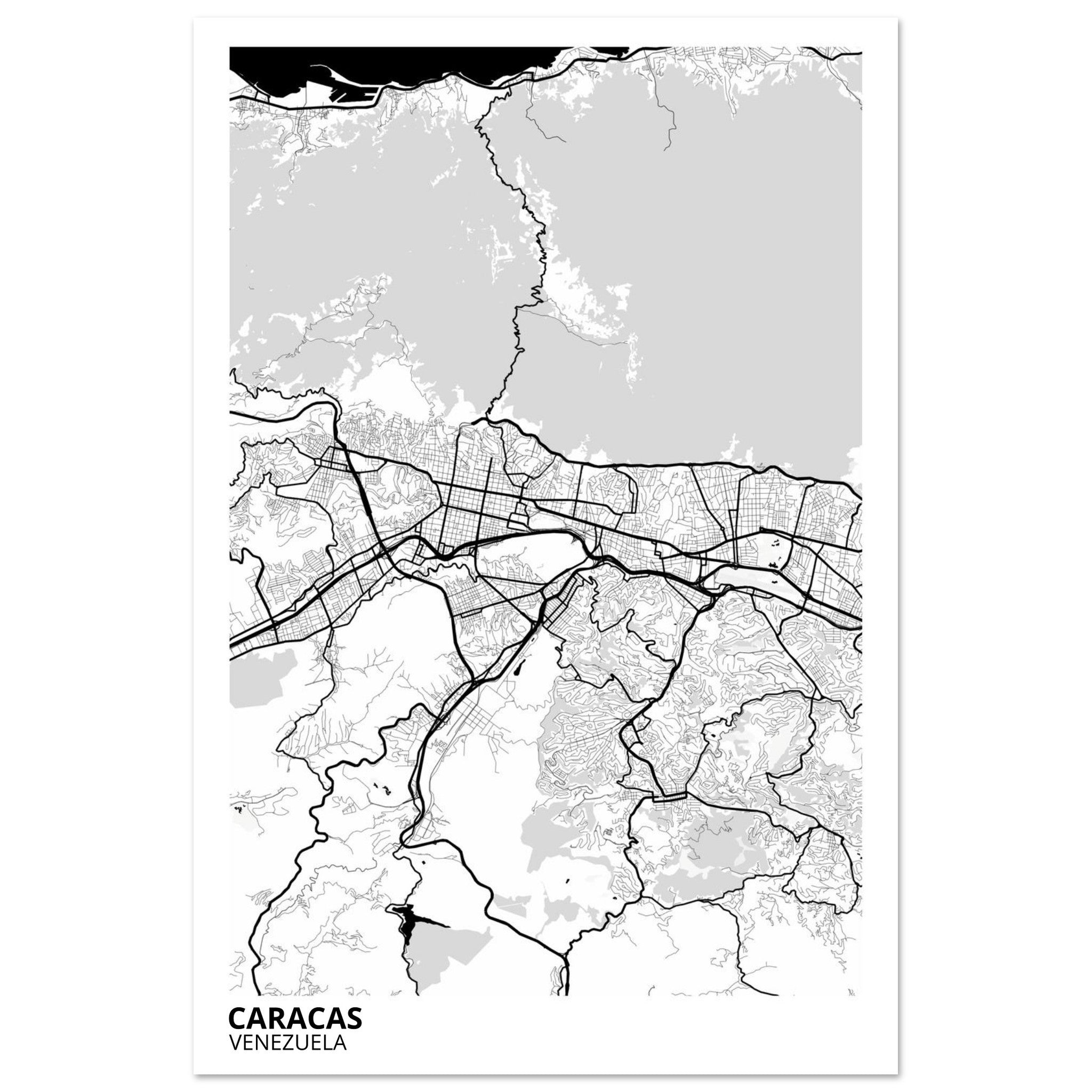 Caracas Venezuela City Map Poster | Custom Map Art Print - Ink And Atlas