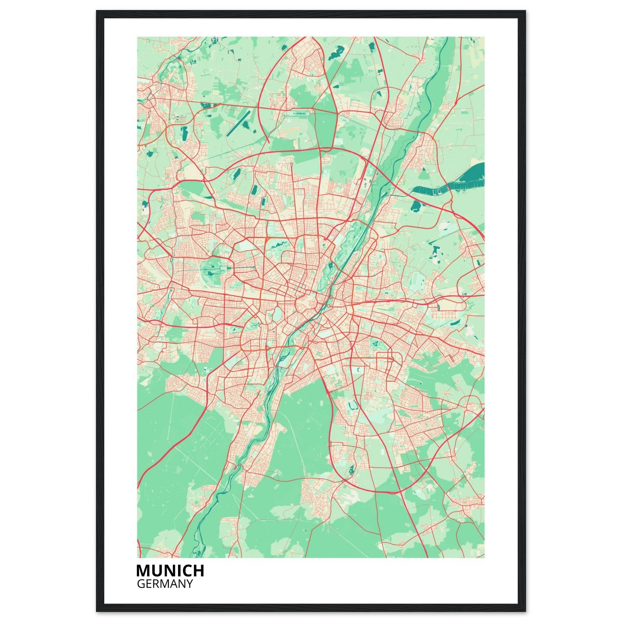 Munich Germany City Map Poster | Custom Map Art Print - Ink And Atlas