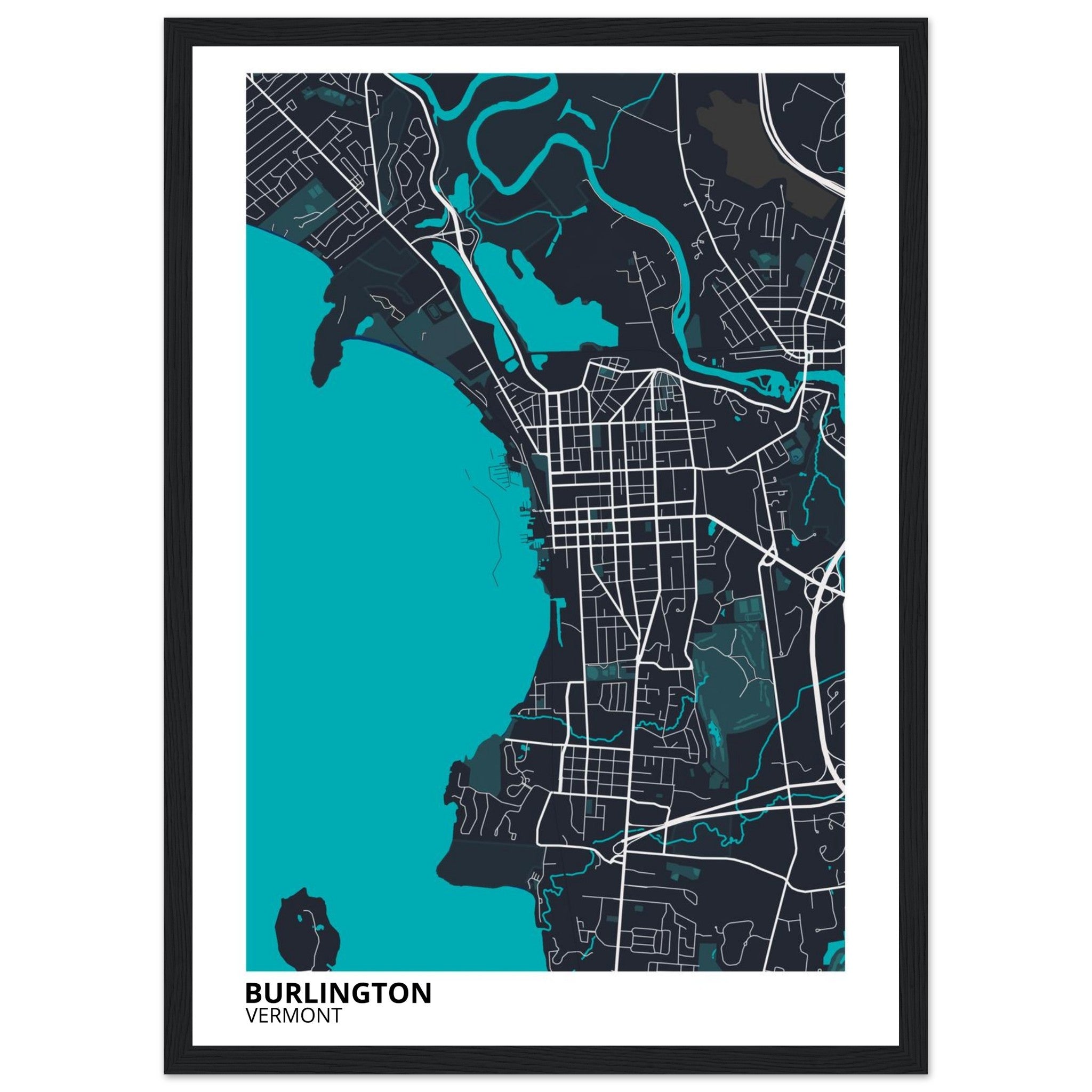 Burlington Vermont City Map Poster | Custom Map Art Print - Ink And Atlas