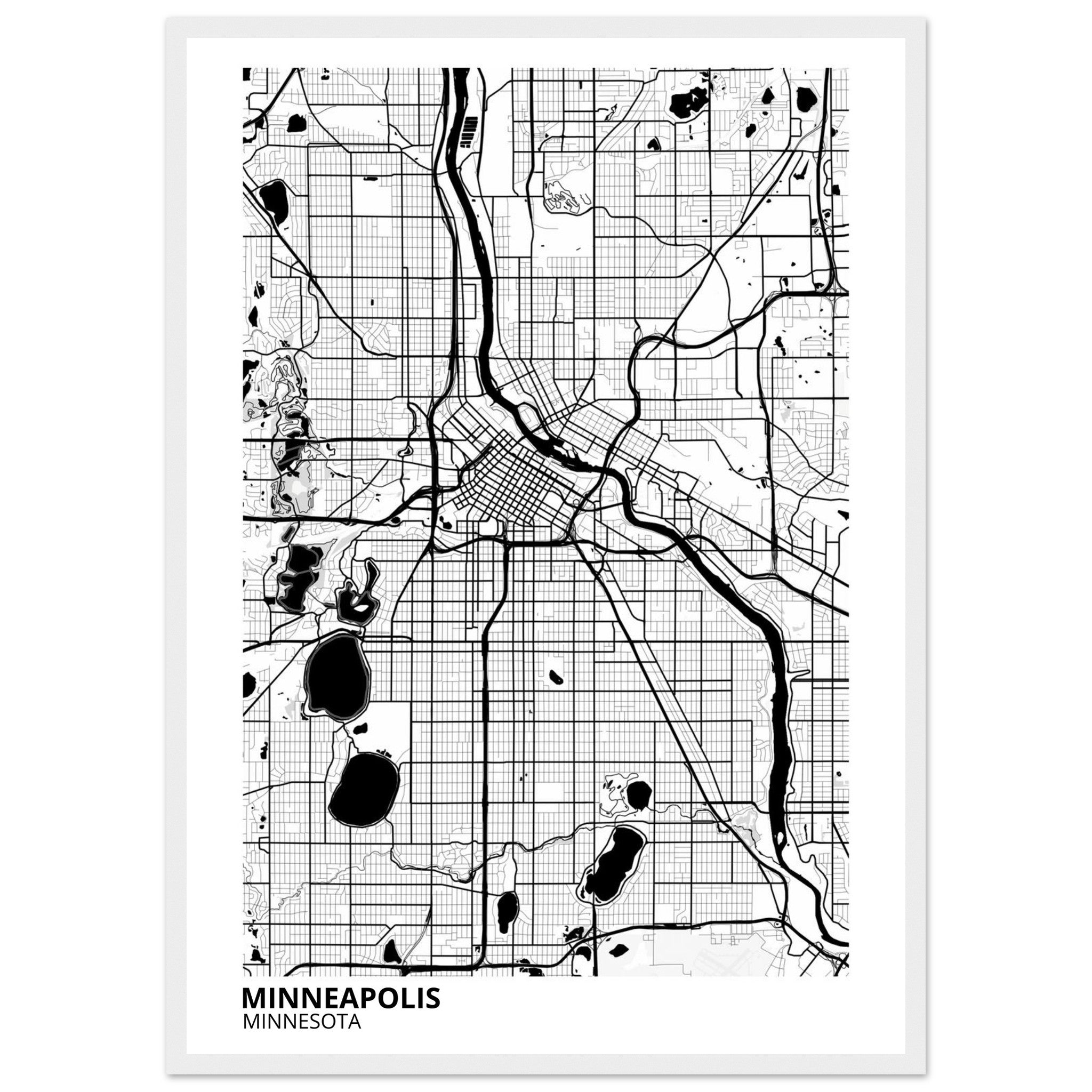minneapolis map poster print