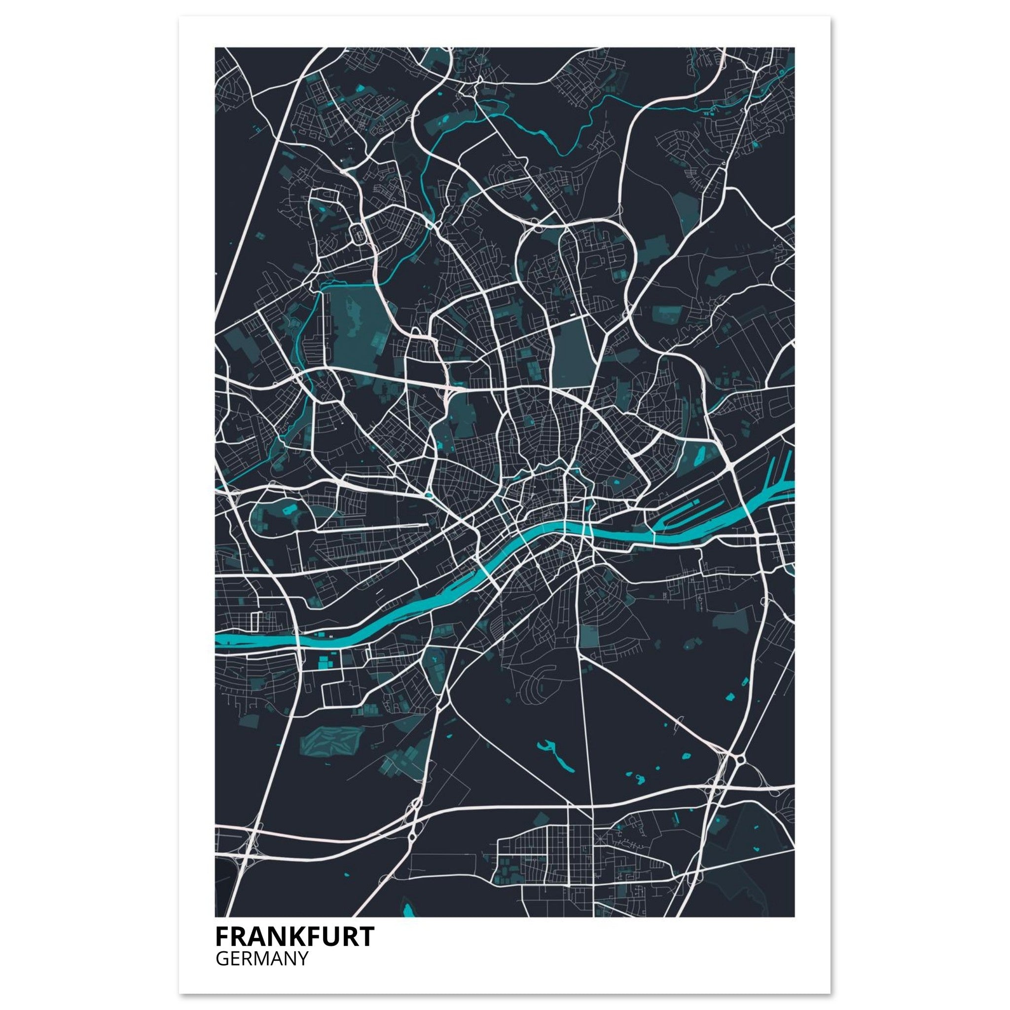 Frankfurt Germany City Map Poster | Custom Map Art Print - Ink And Atlas