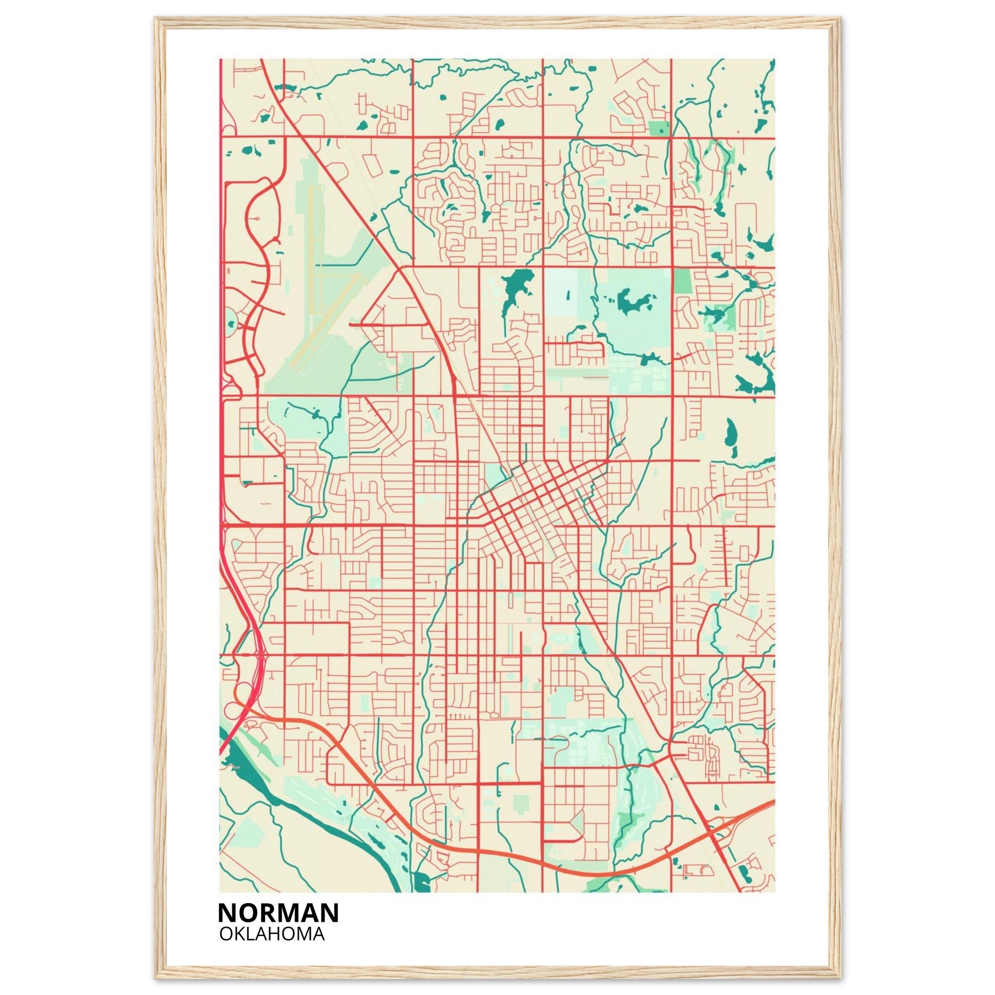 Norman Oklahoma City Map Poster | Custom Map Art Print - Ink And Atlas