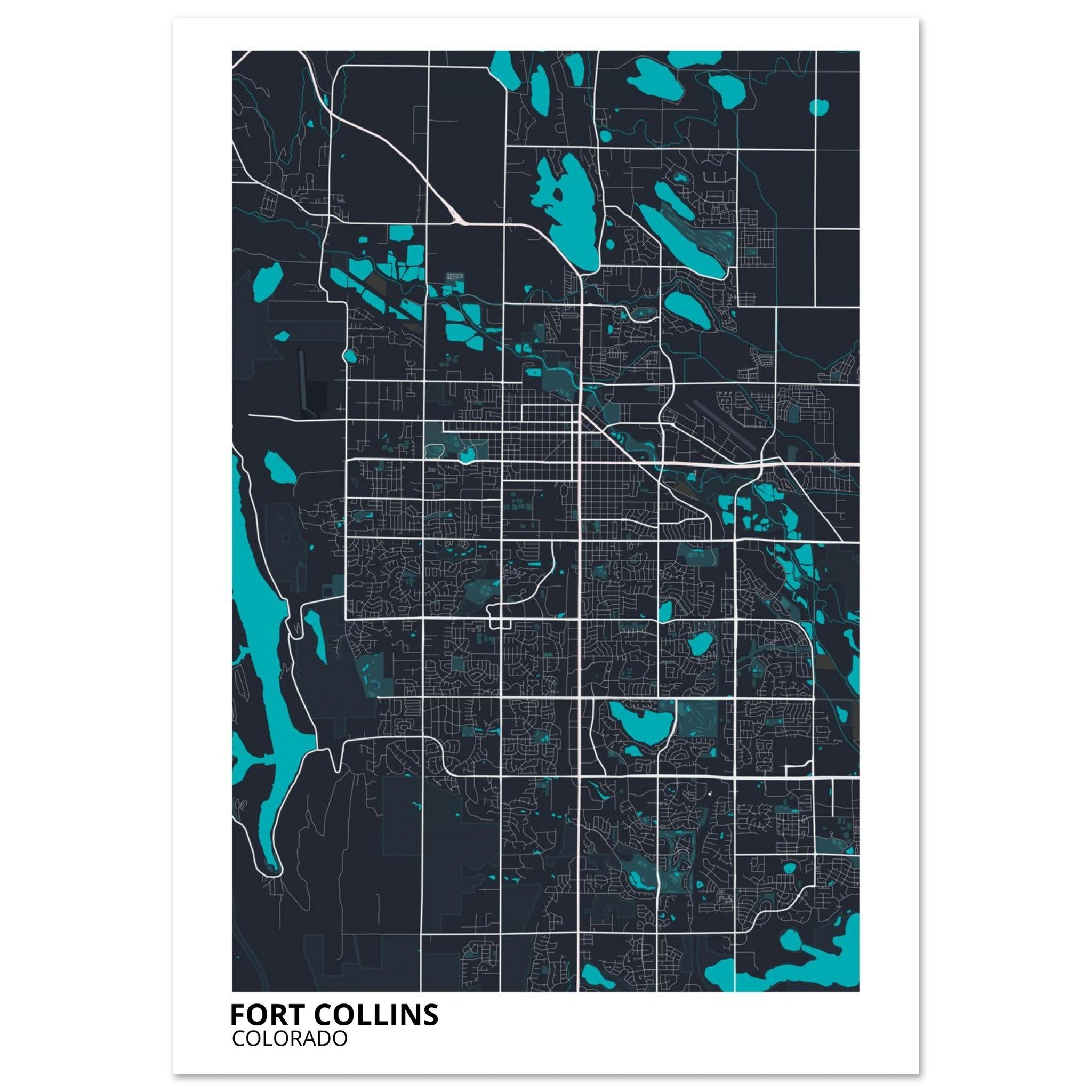 Fort Collins Colorado City Map Poster | Custom Map Art Print - Ink And Atlas