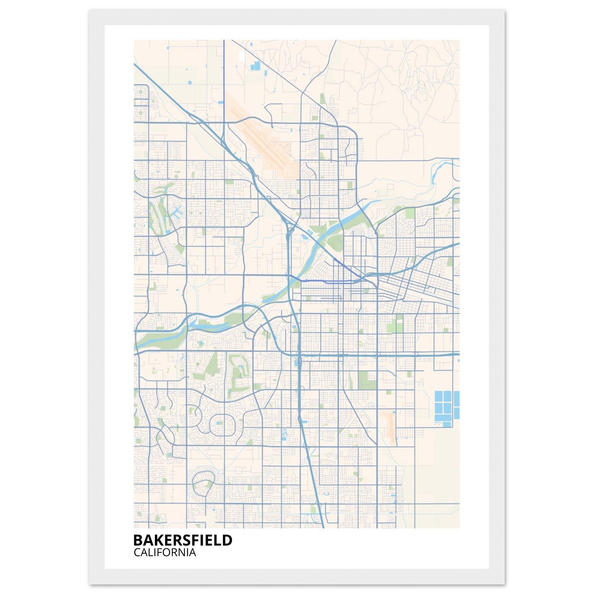 bakersfield map poster print