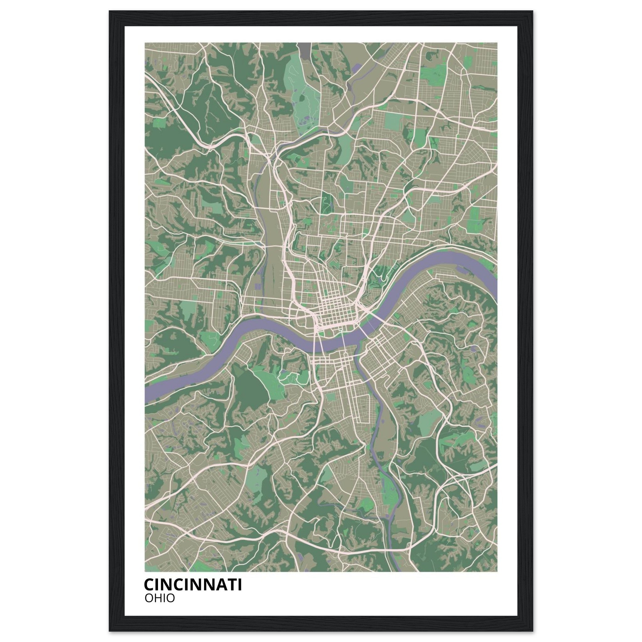cincinnati map poster print