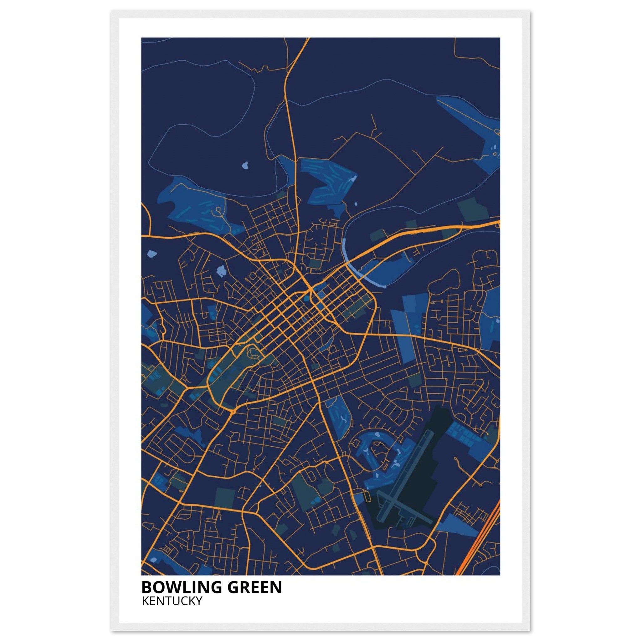 Bowling Green Kentucky City Map Poster | Custom Map Art Print - Ink And Atlas