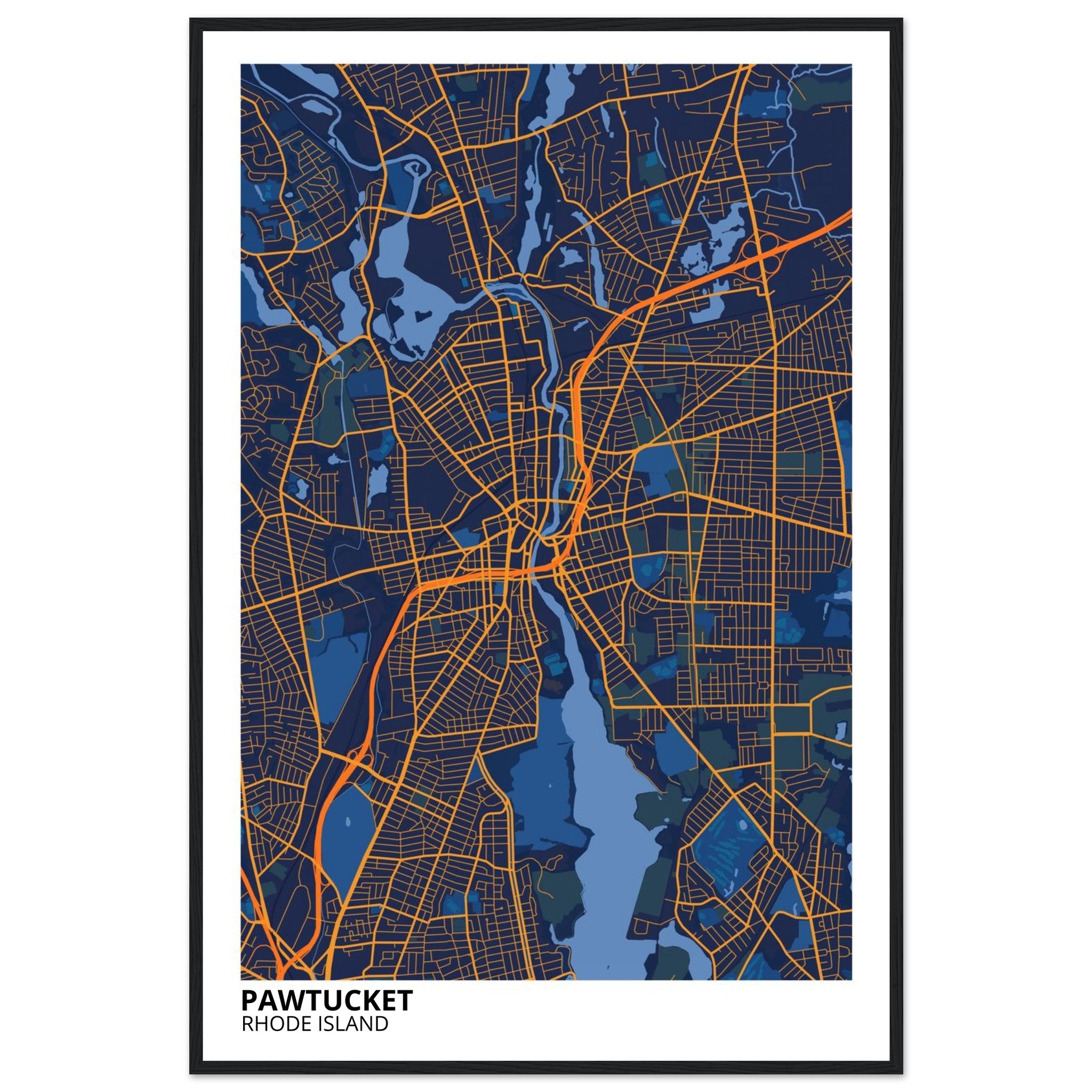 Pawtucket Rhode Island City Map Poster | Custom Map Art Print - Ink And Atlas