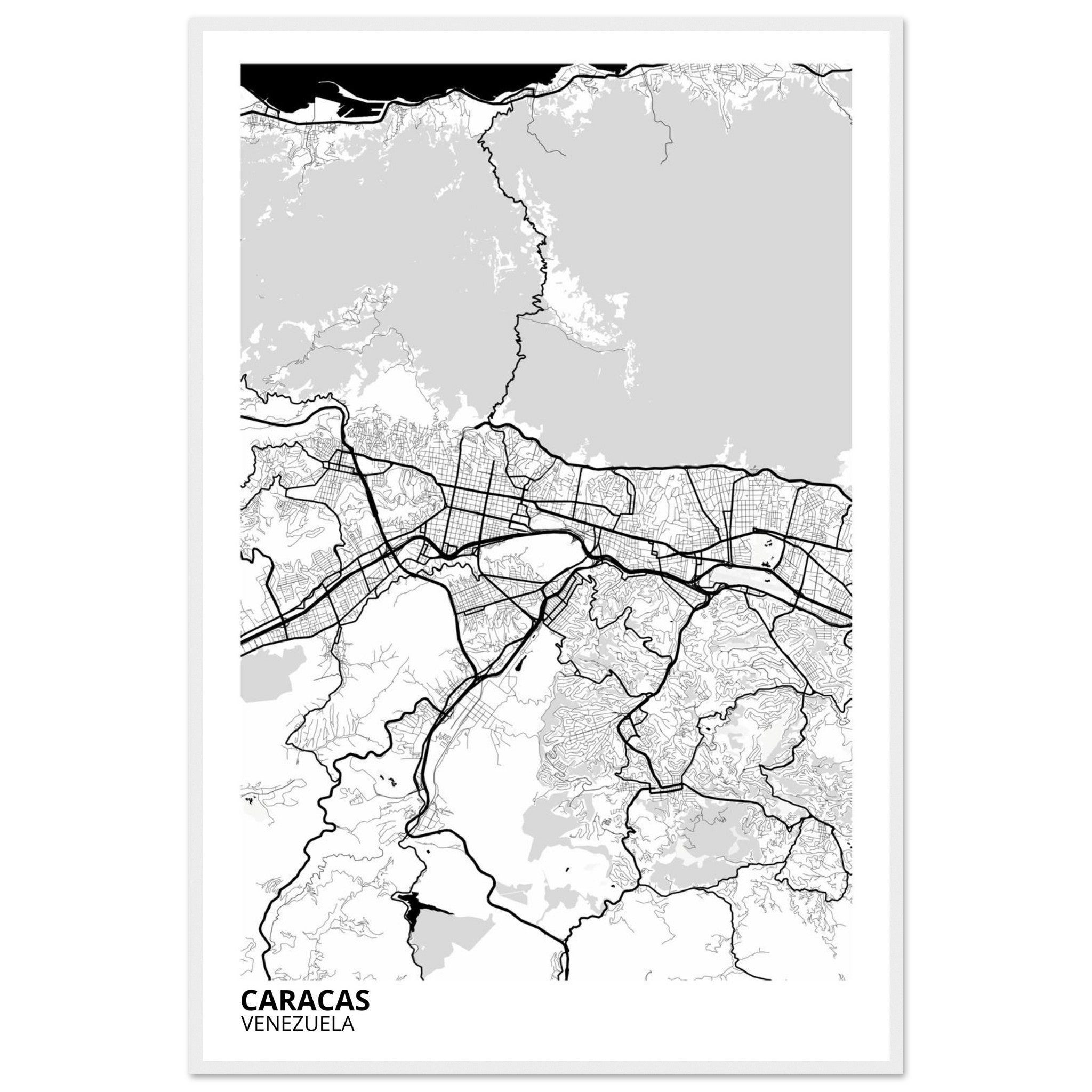 Caracas Venezuela City Map Poster | Custom Map Art Print - Ink And Atlas