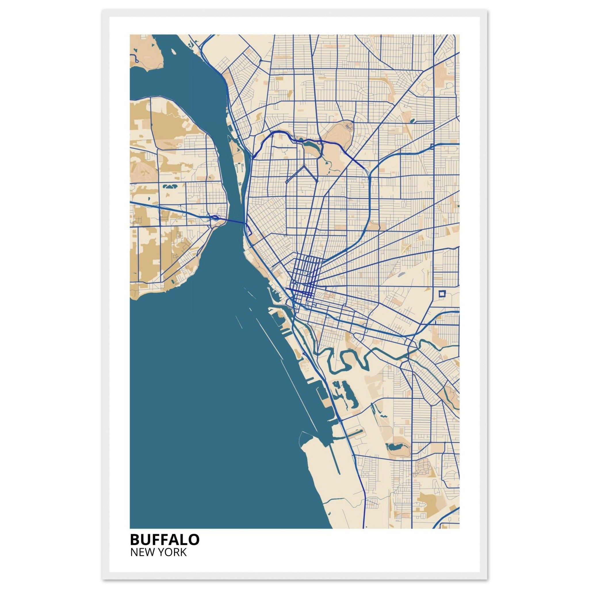 buffalo map poster print