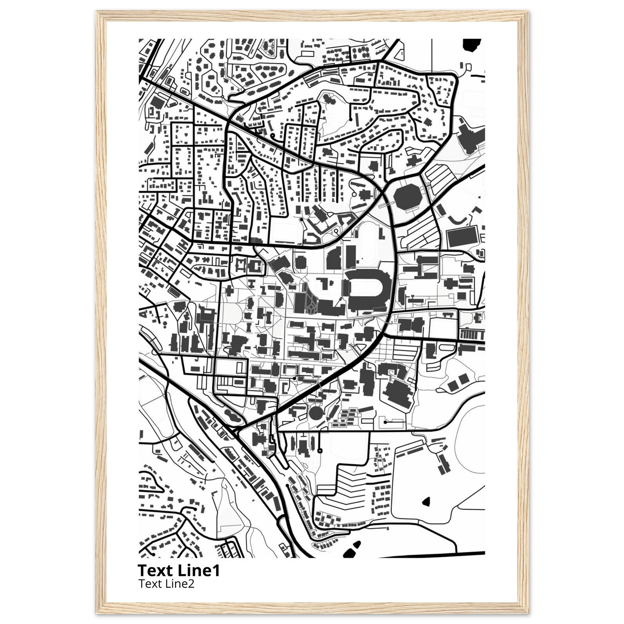 washington state university modern campus map print