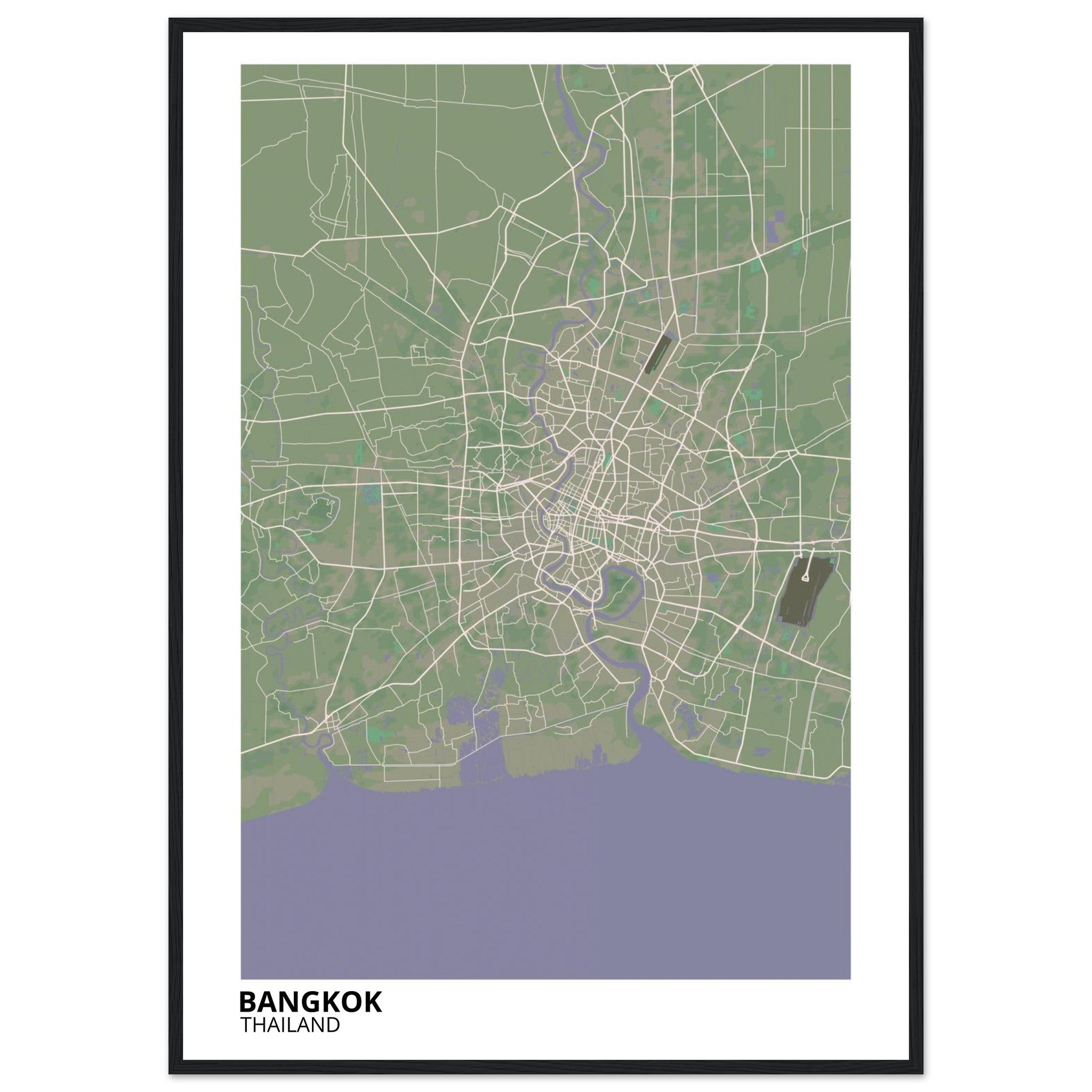 bangkok thailand map poster print
