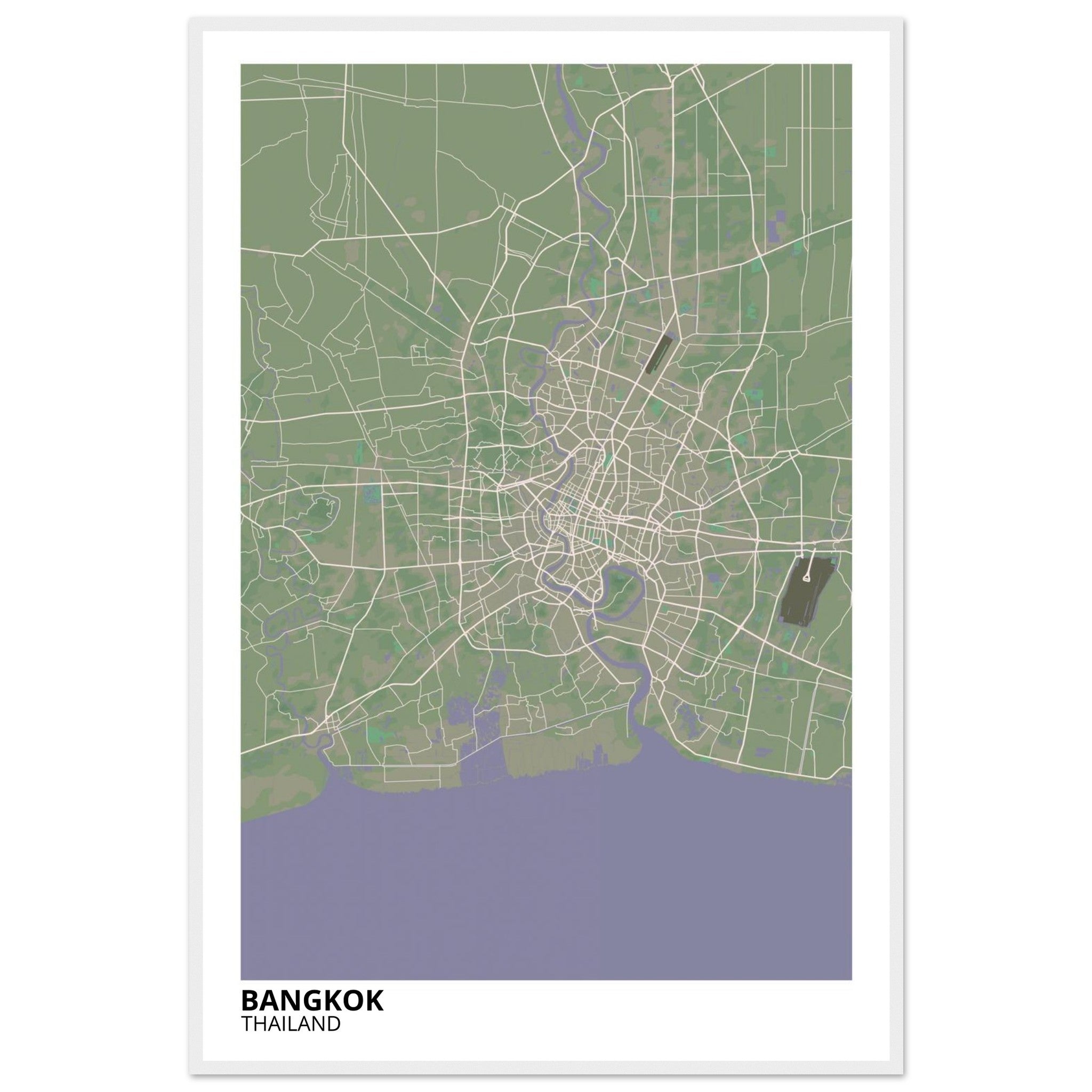 bangkok thailand map poster print