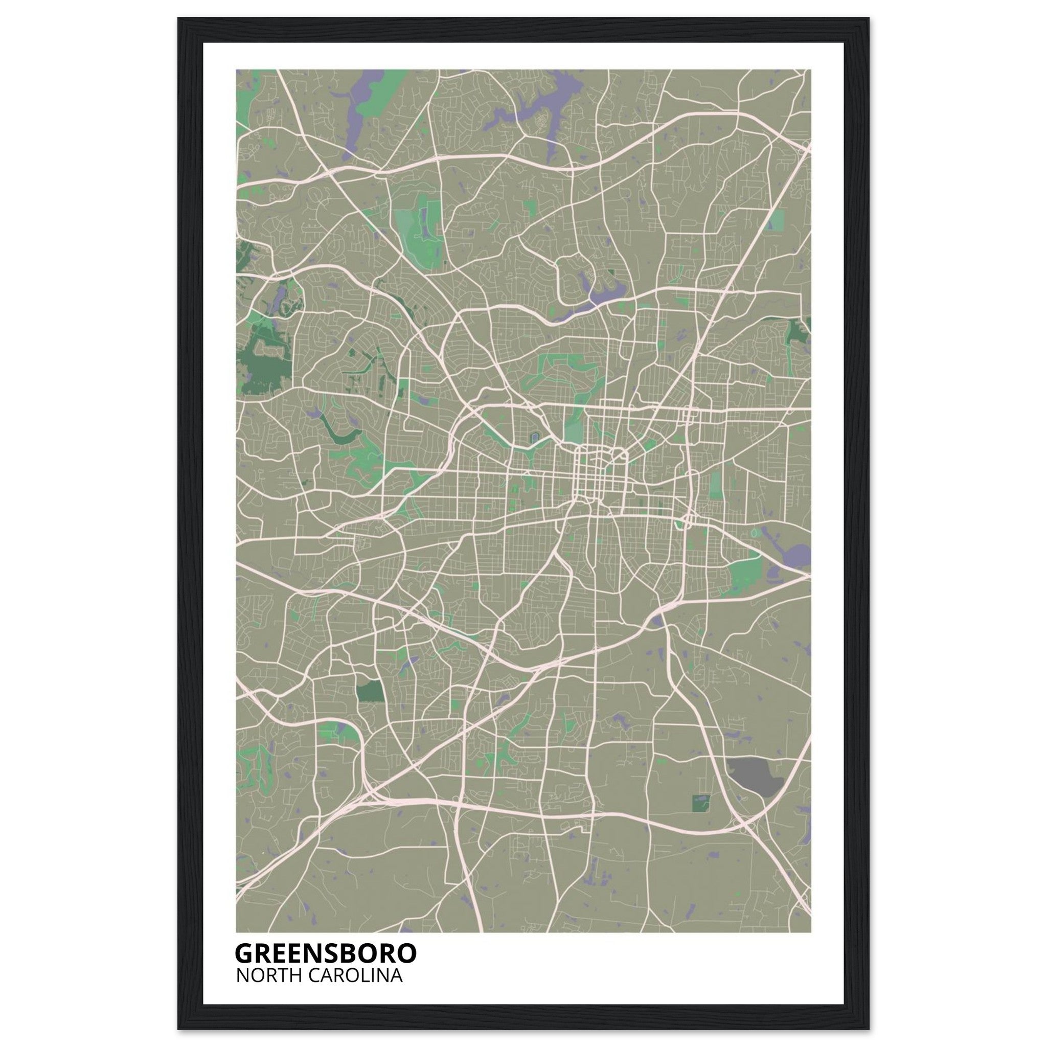 Greensboro North Carolina City Map Poster | Custom Map Art Print - Ink And Atlas