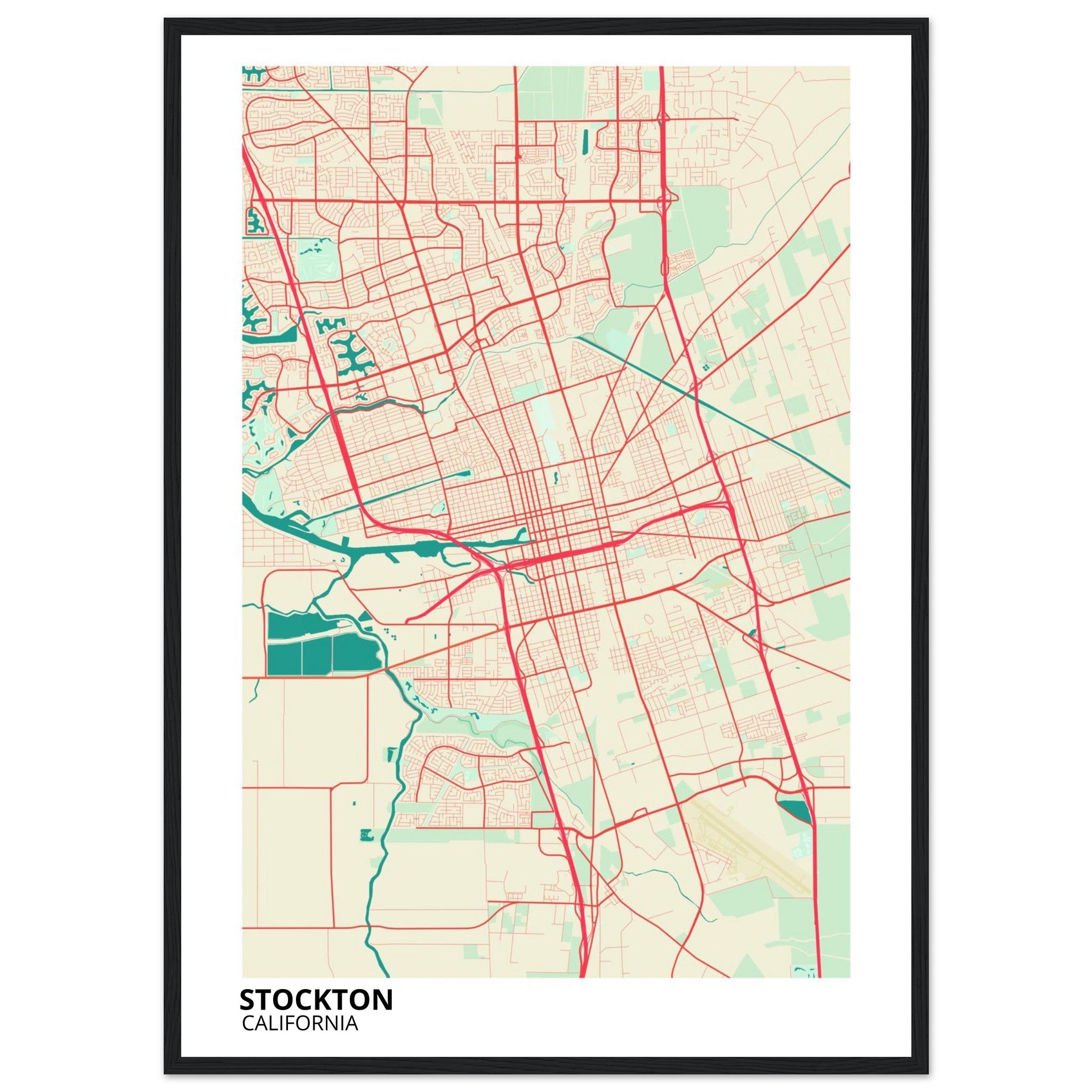 Stockton California City Map Poster | Custom Map Art Print - Ink And Atlas