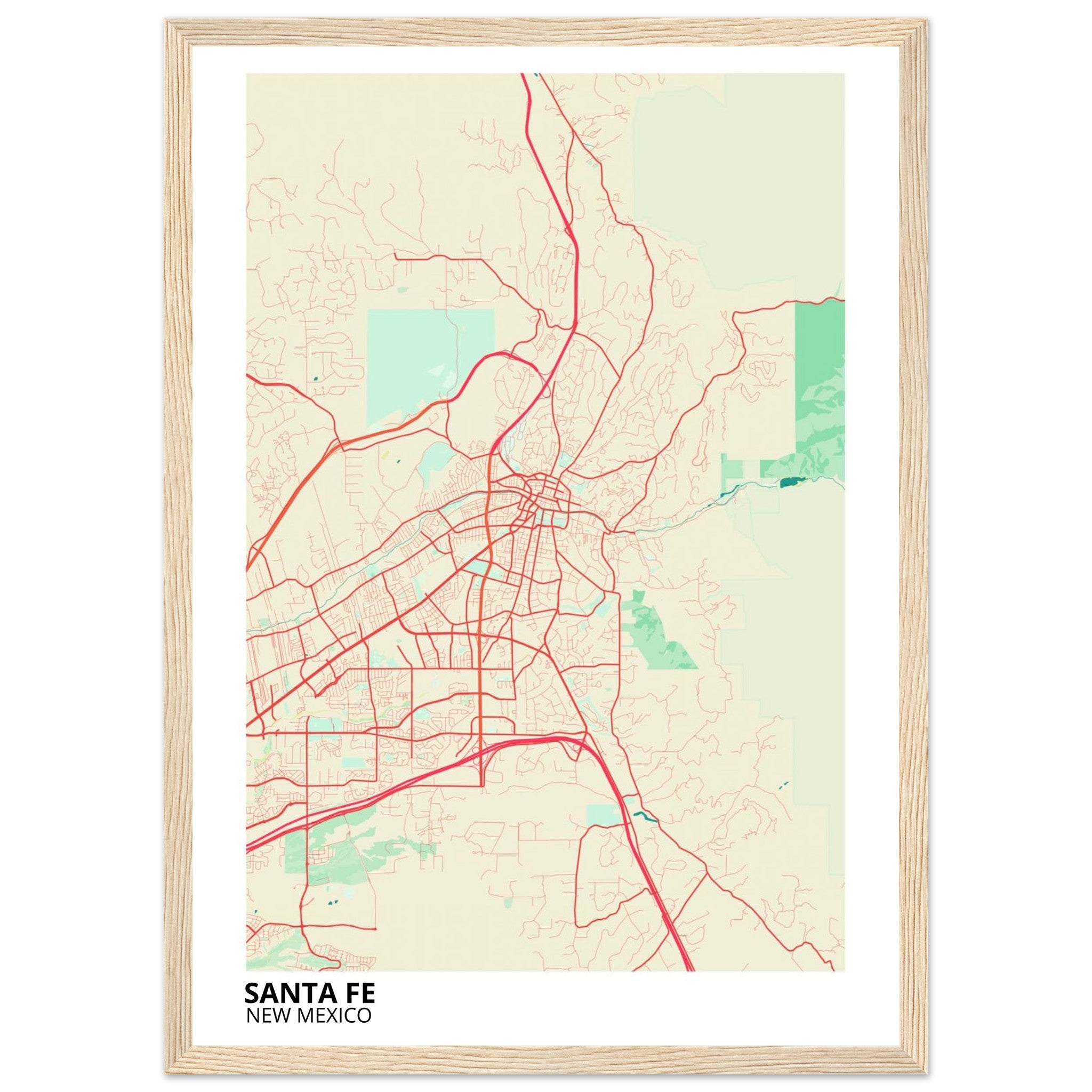 santa fe map poster print