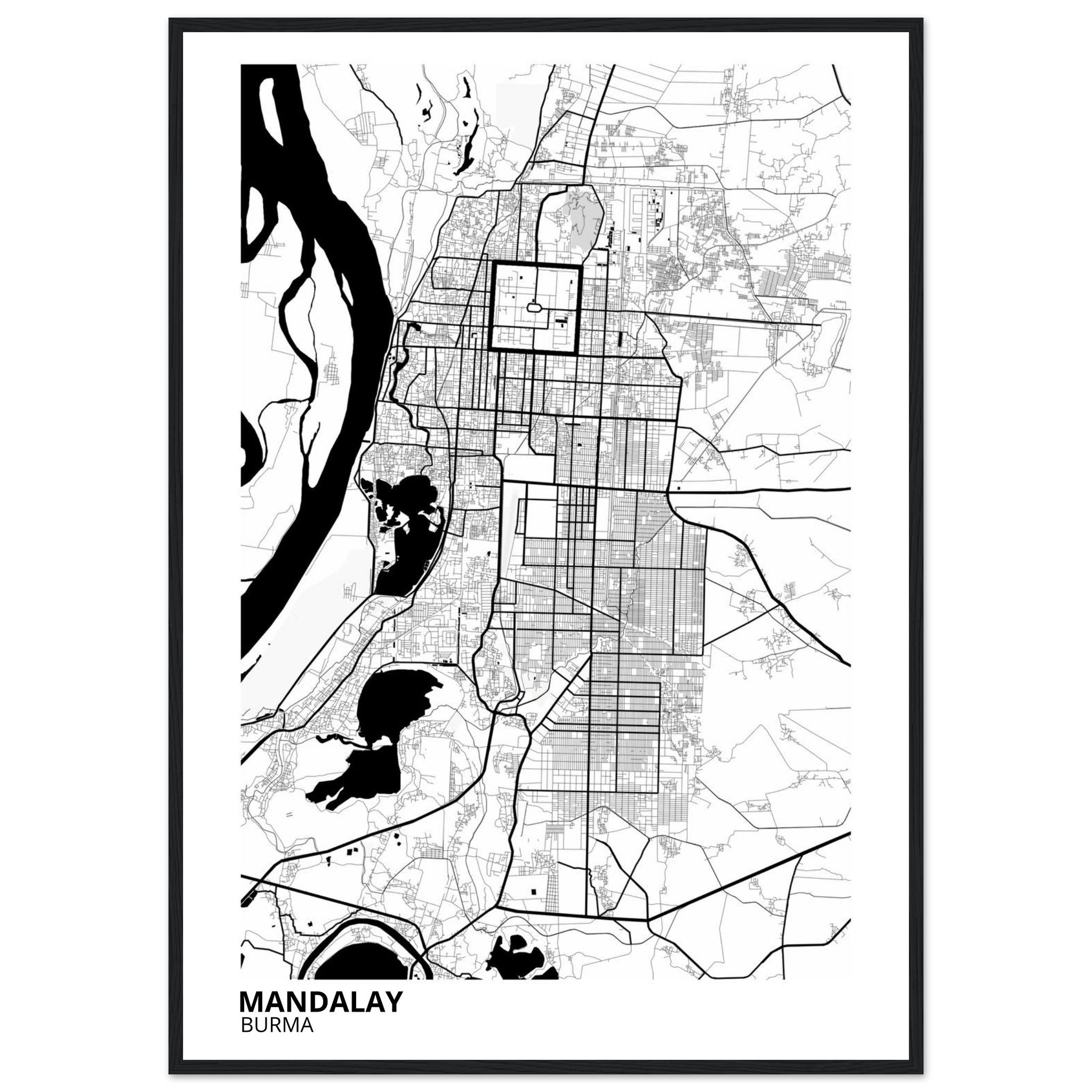 Mandalay Burma City Map Poster | Custom Map Art Print - Ink And Atlas