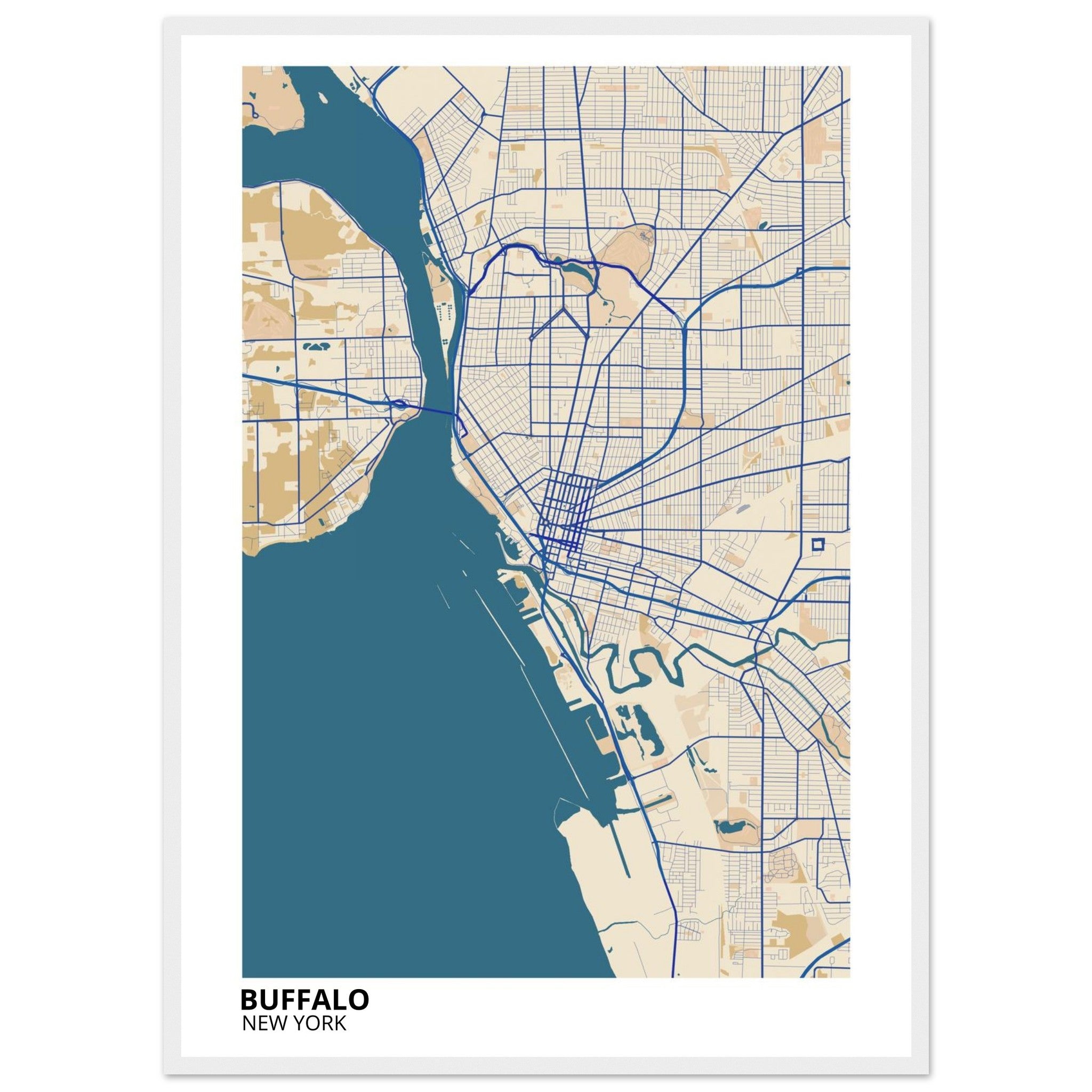 buffalo map poster print
