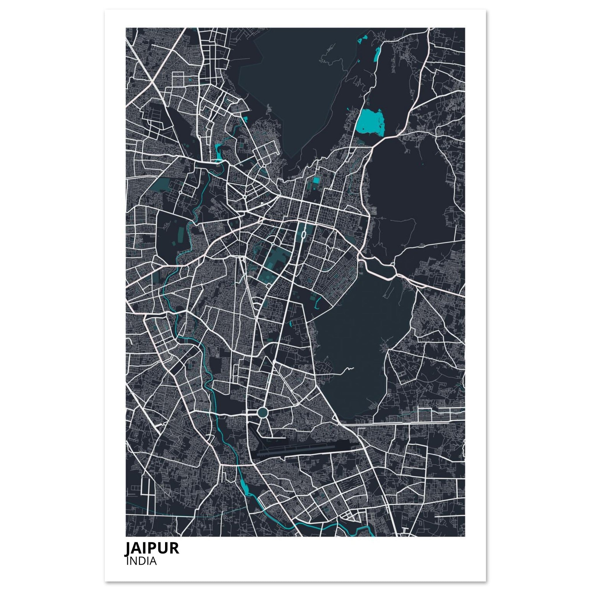Jaipur India City Map Poster | Custom Map Art Print - Ink And Atlas
